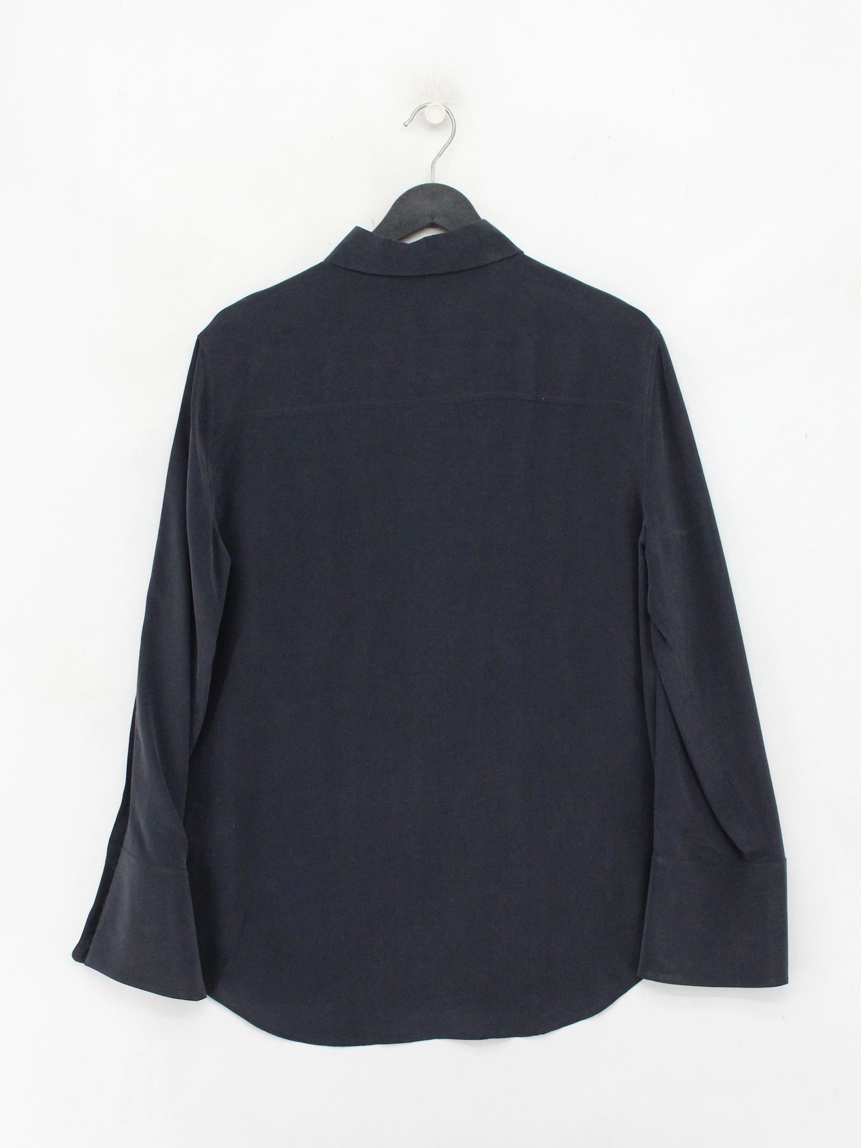Equipment Women's Shirt M Black 100% Silk Long Sleeve Collared Basic - Image 2