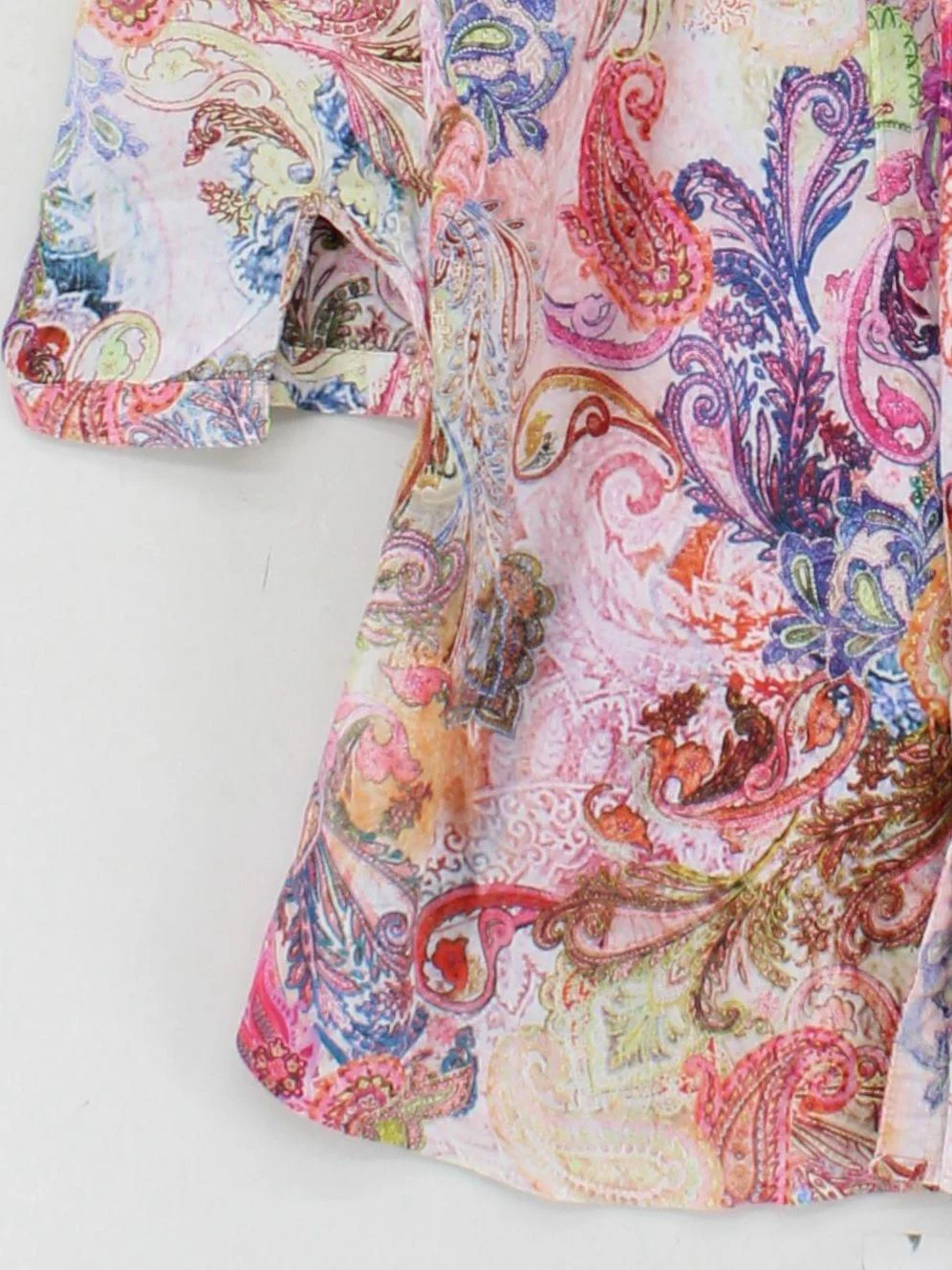 Erfo Women's Blouse UK 18 Multi Paisley 100% Cotton 3/4 Sleeve V-Neck Basic - Image 4