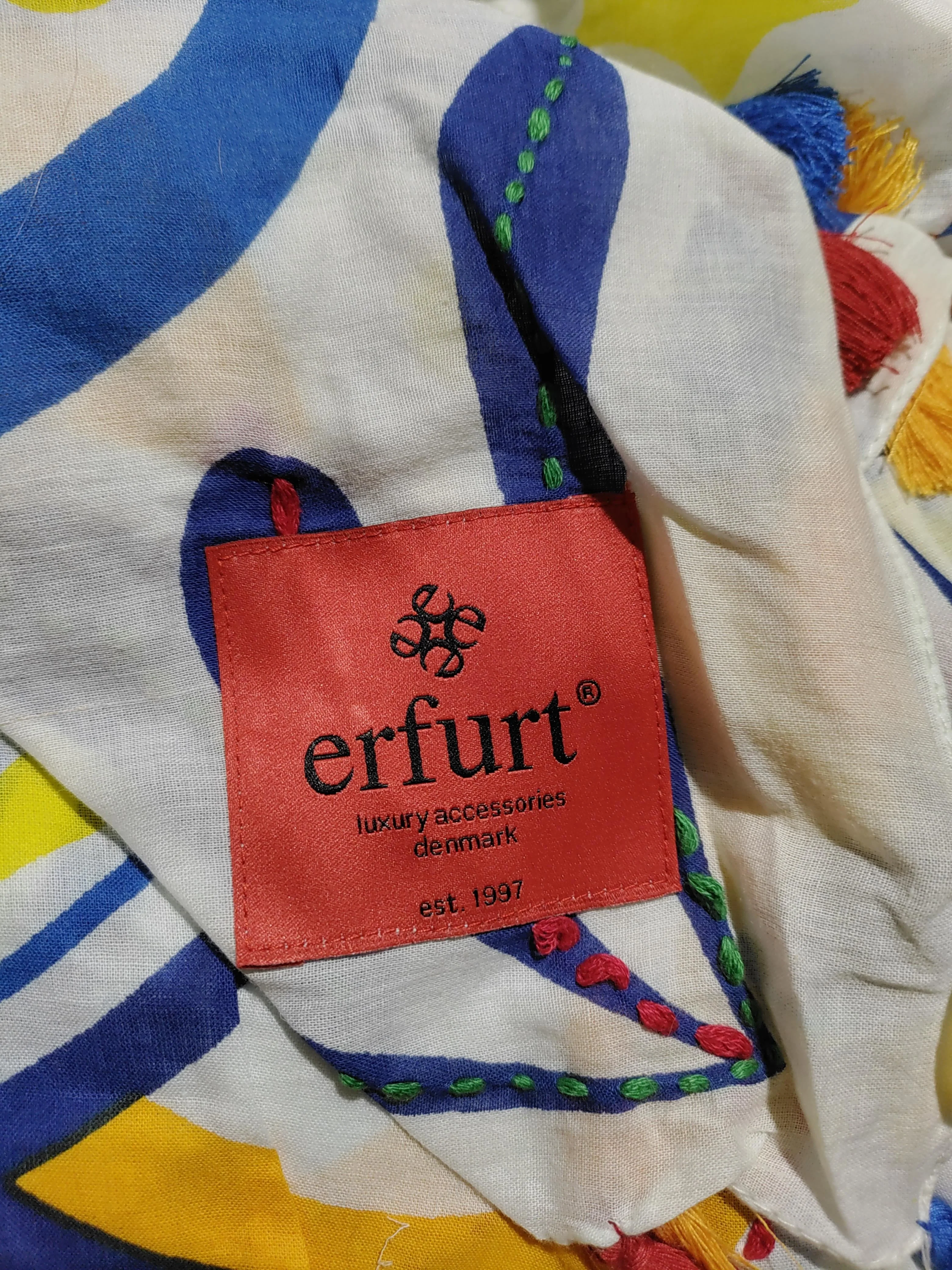 Erfurt Luxury Women's Scarf Multi Geometric 100% Cotton Rectangle Scarf - Image 5