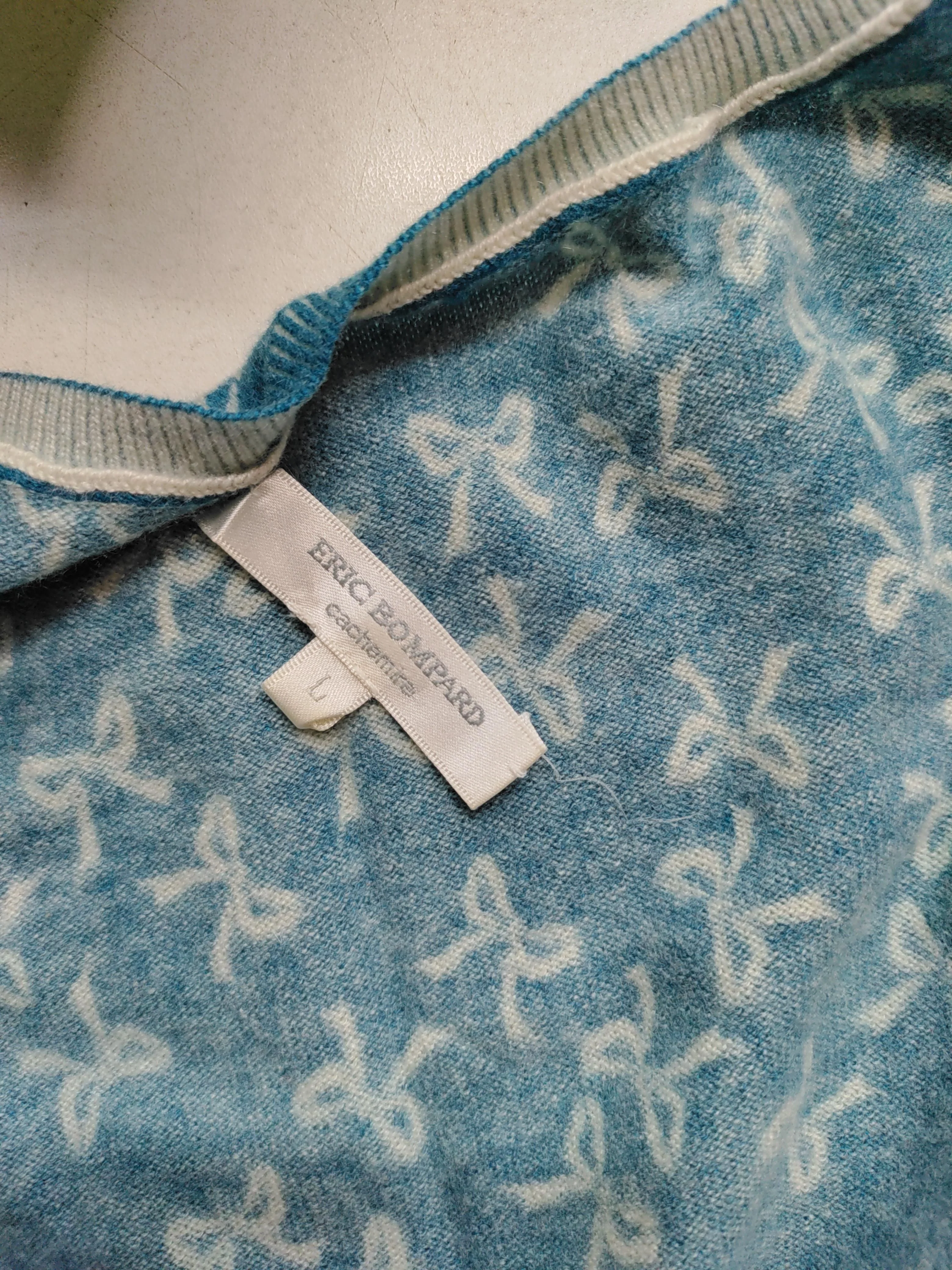 Eric Bompard Women's Jumper L Blue Cashmere with Silk Round Neck Pullover - Image 5