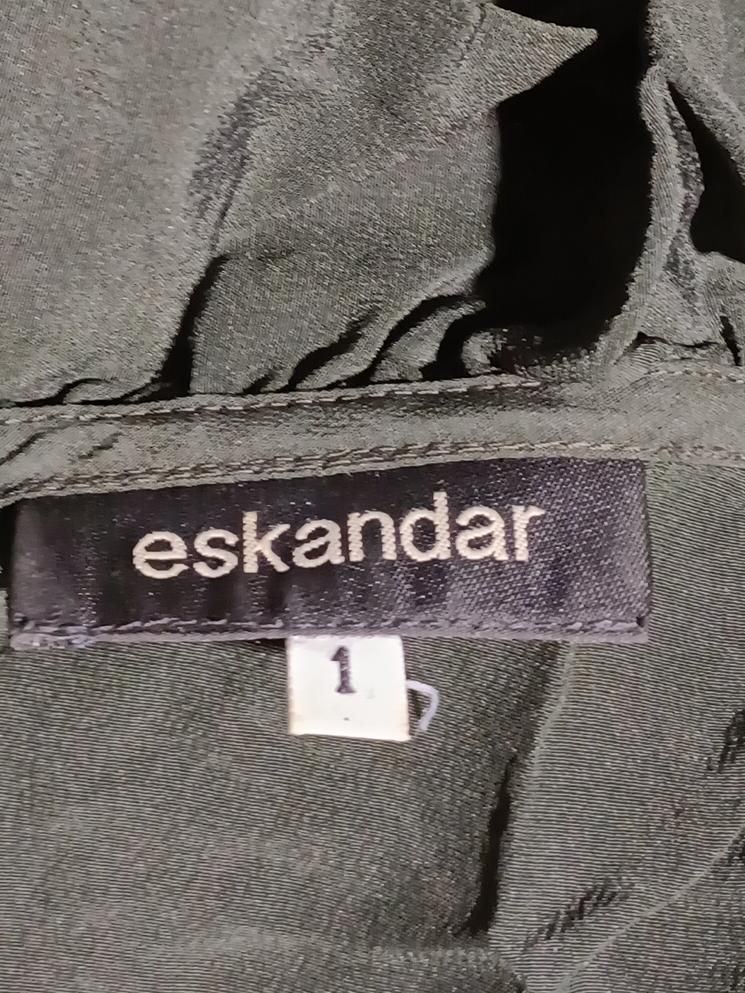 Eskandar Women's Top M Green 100% Silk 3/4 Sleeve High Neck Tunic - Image 6