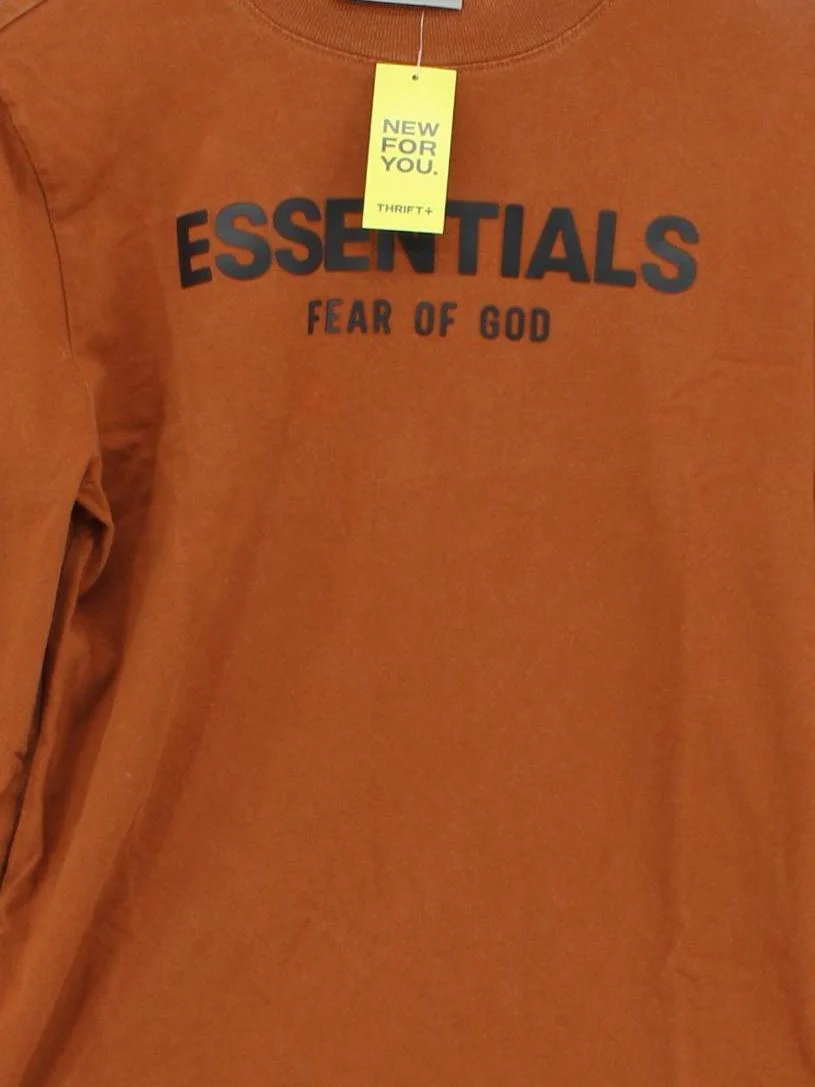 Essentials Men's T-Shirt L Brown Graphic 100% Cotton Basic - Image 3