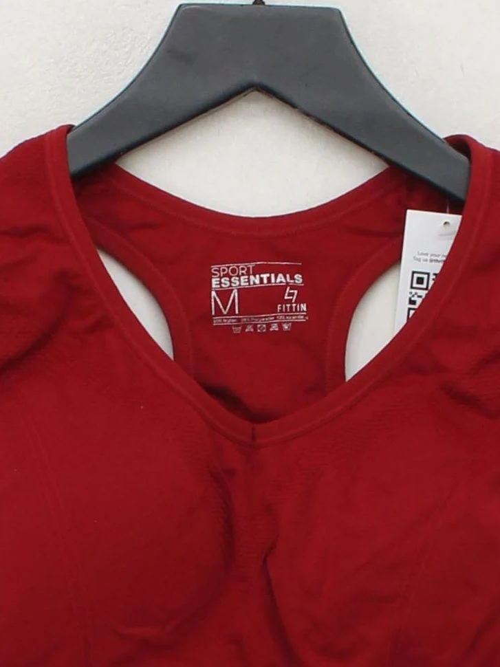 Essentials Women's T-Shirt M Red Nylon with Polyester, Spandex Sleeveless Basic - Image 3