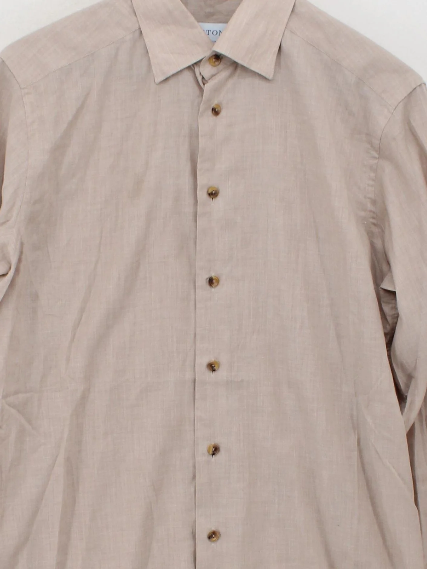 Eton Men's Shirt M Tan 100% Cotton Basic - Image 3