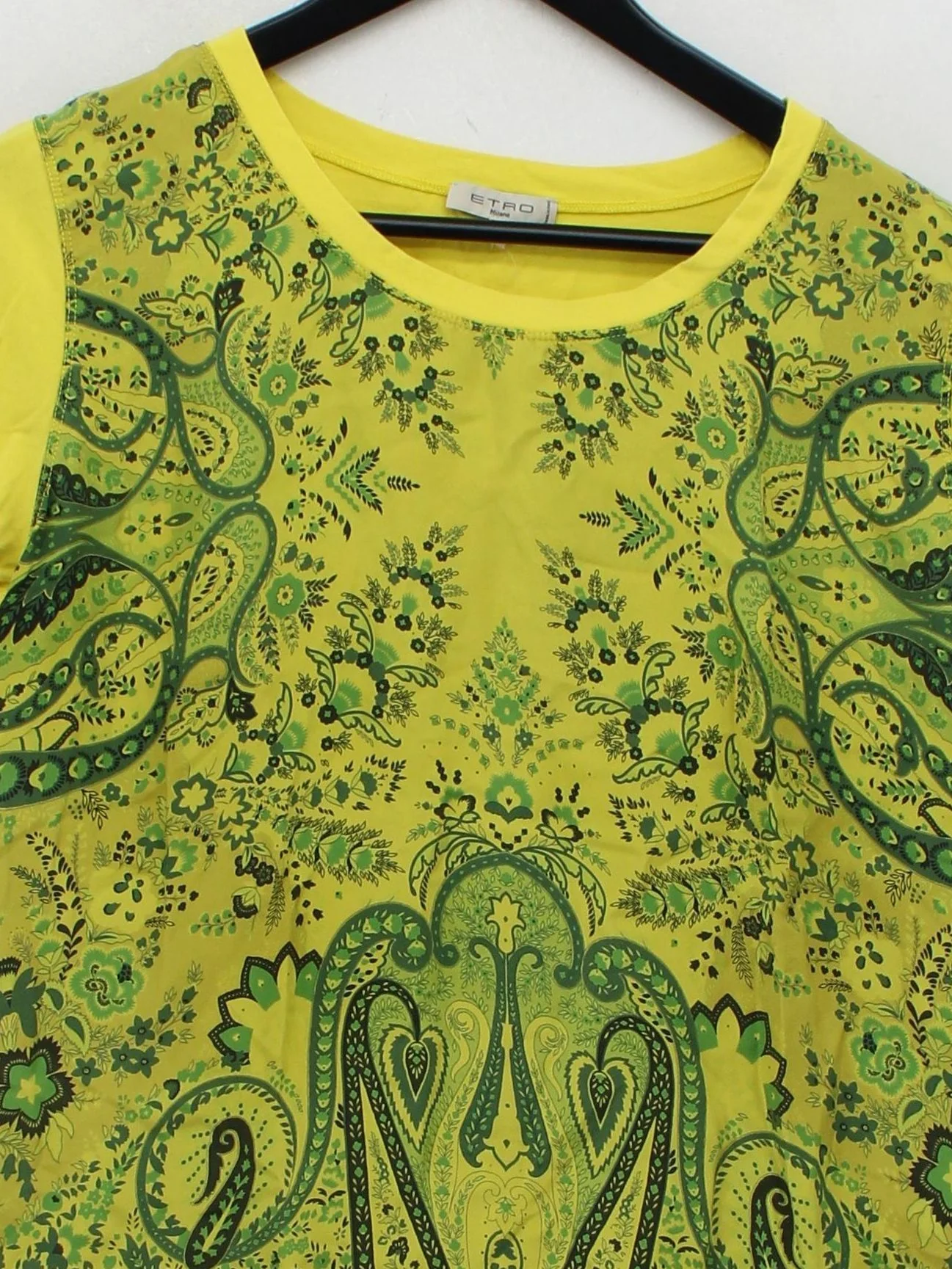 ETRO Women's T-Shirt UK 14 Yellow Cotton with Elastane Basic - Image 3