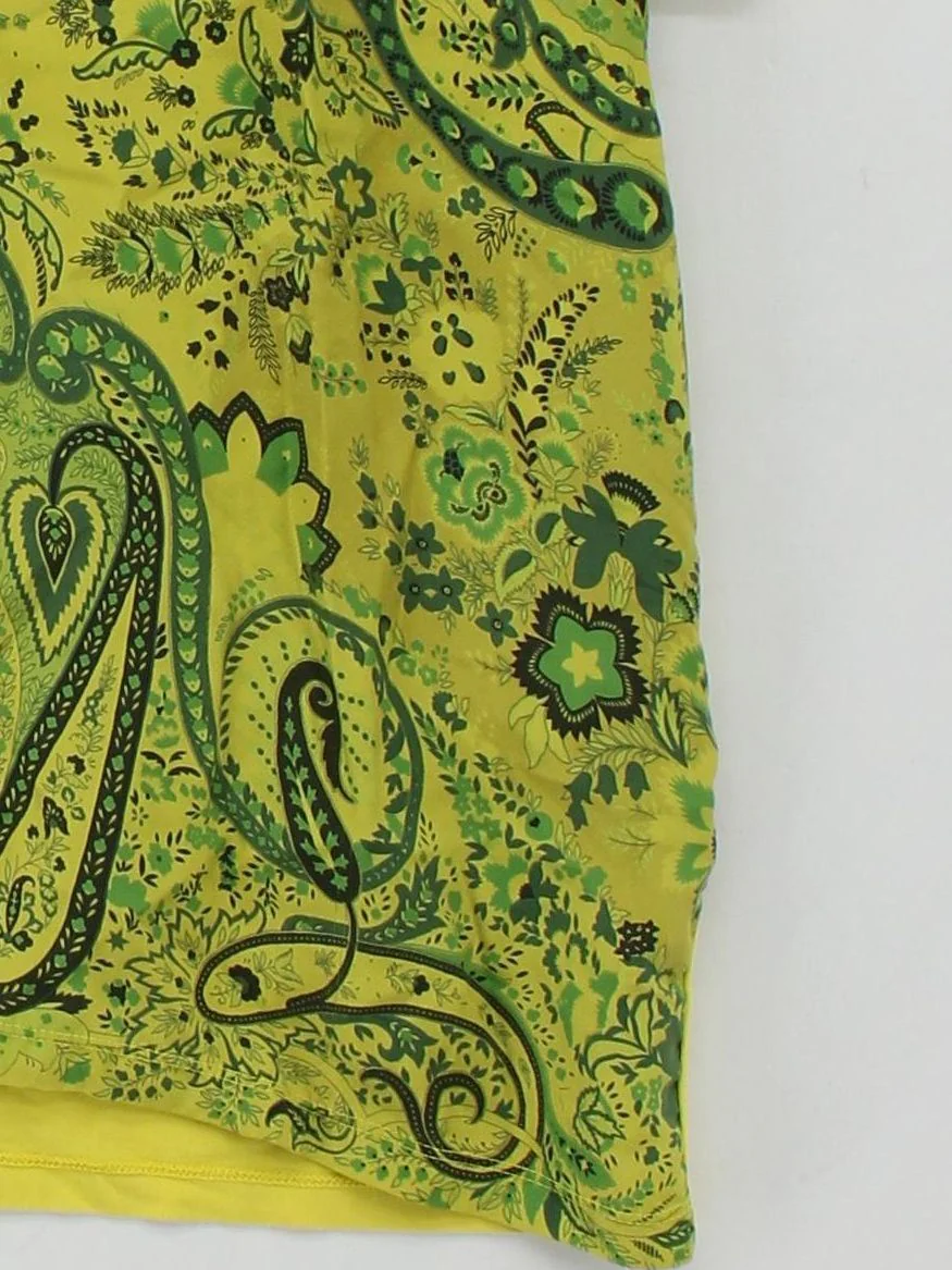 ETRO Women's T-Shirt UK 14 Yellow Cotton with Elastane Basic - Image 4