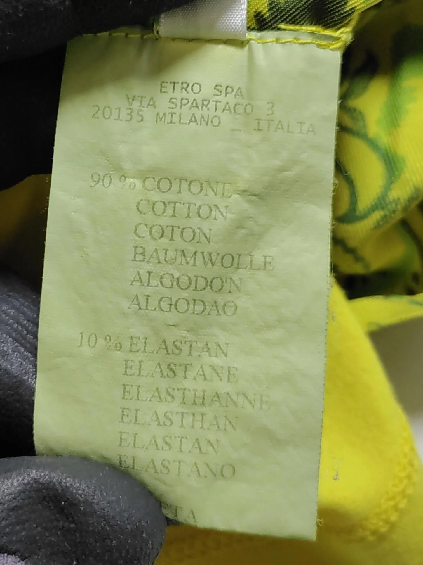 ETRO Women's T-Shirt UK 14 Yellow Cotton with Elastane Basic - Image 6