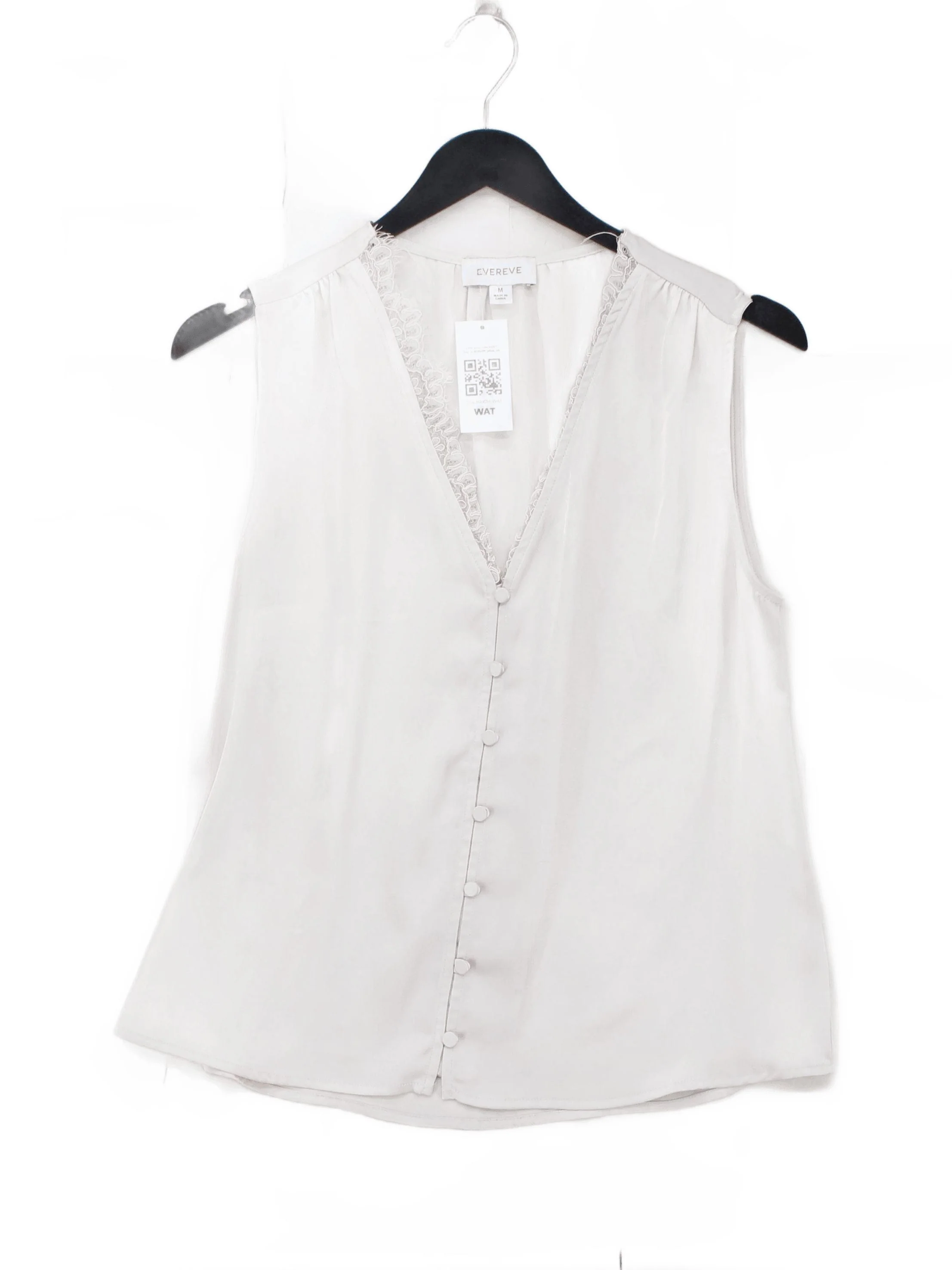 Ever Reve Women's Top M Cream 100% Polyester Sleeveless V-Neck Basic