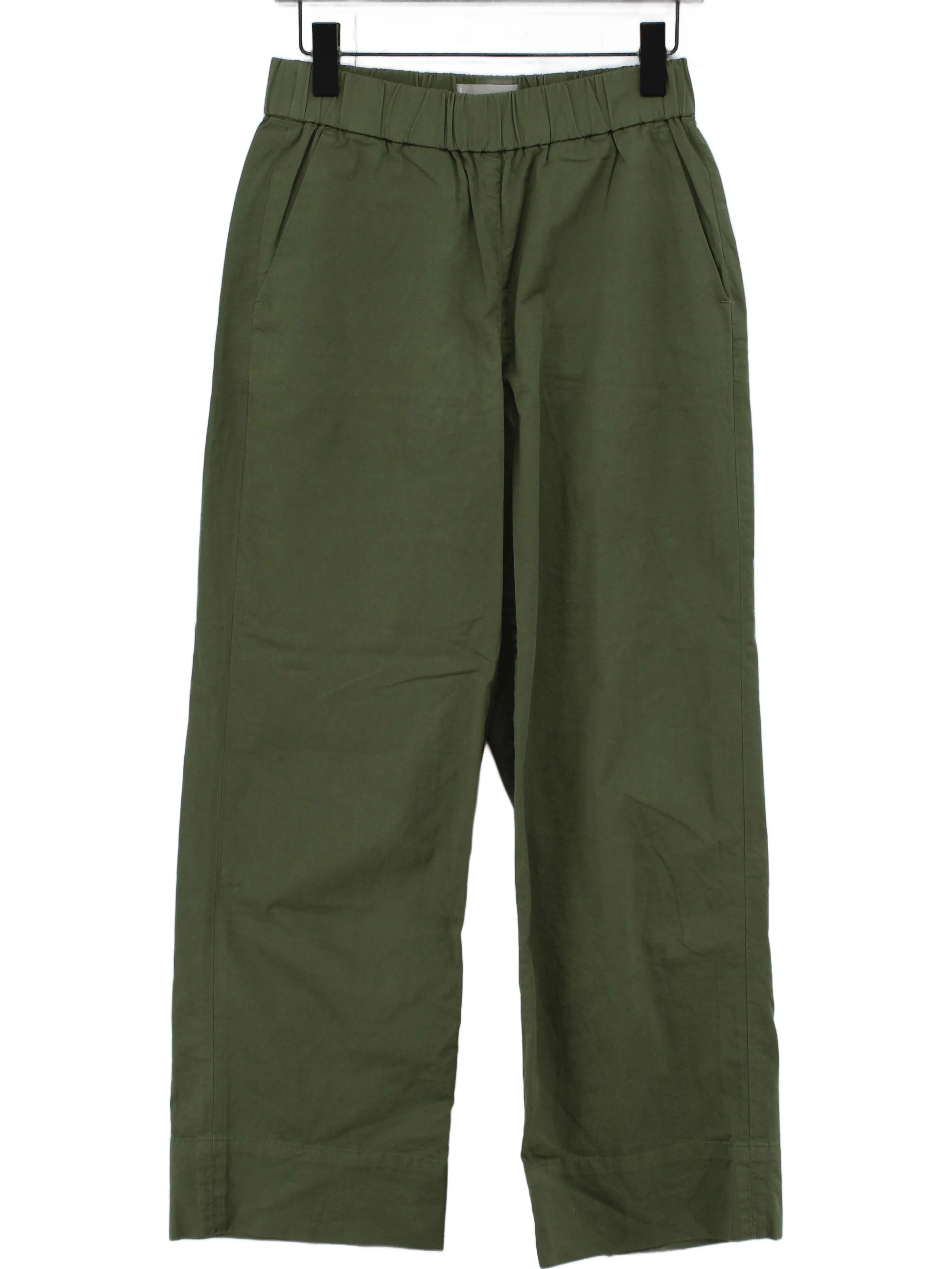 Everlane Men's Trousers M Green Cotton with Elastane Wide-Leg Chino