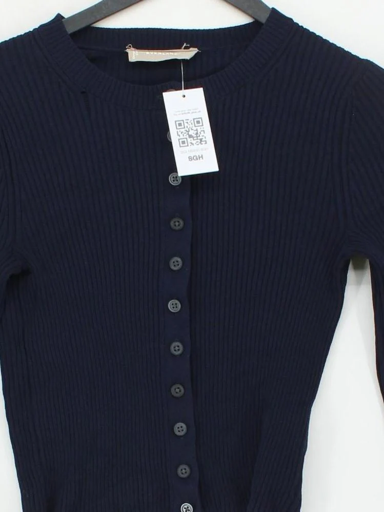 Everlane Women's Cardigan S Blue Viscose with Nylon Crew Neck Cardigan - Image 3