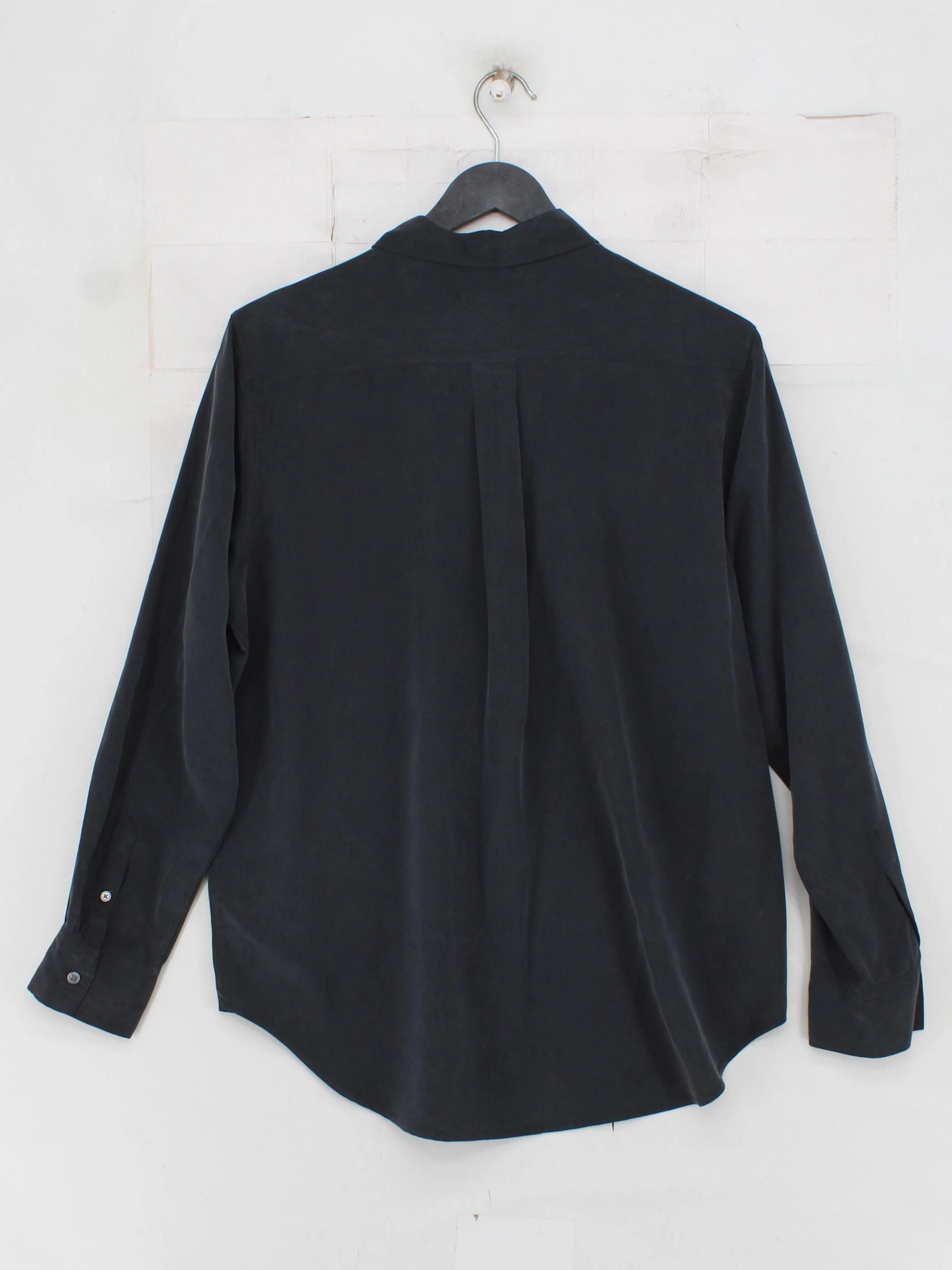 Everlane Women's Shirt UK 10 Black 100% Silk Long Sleeve Collared Basic - Image 2