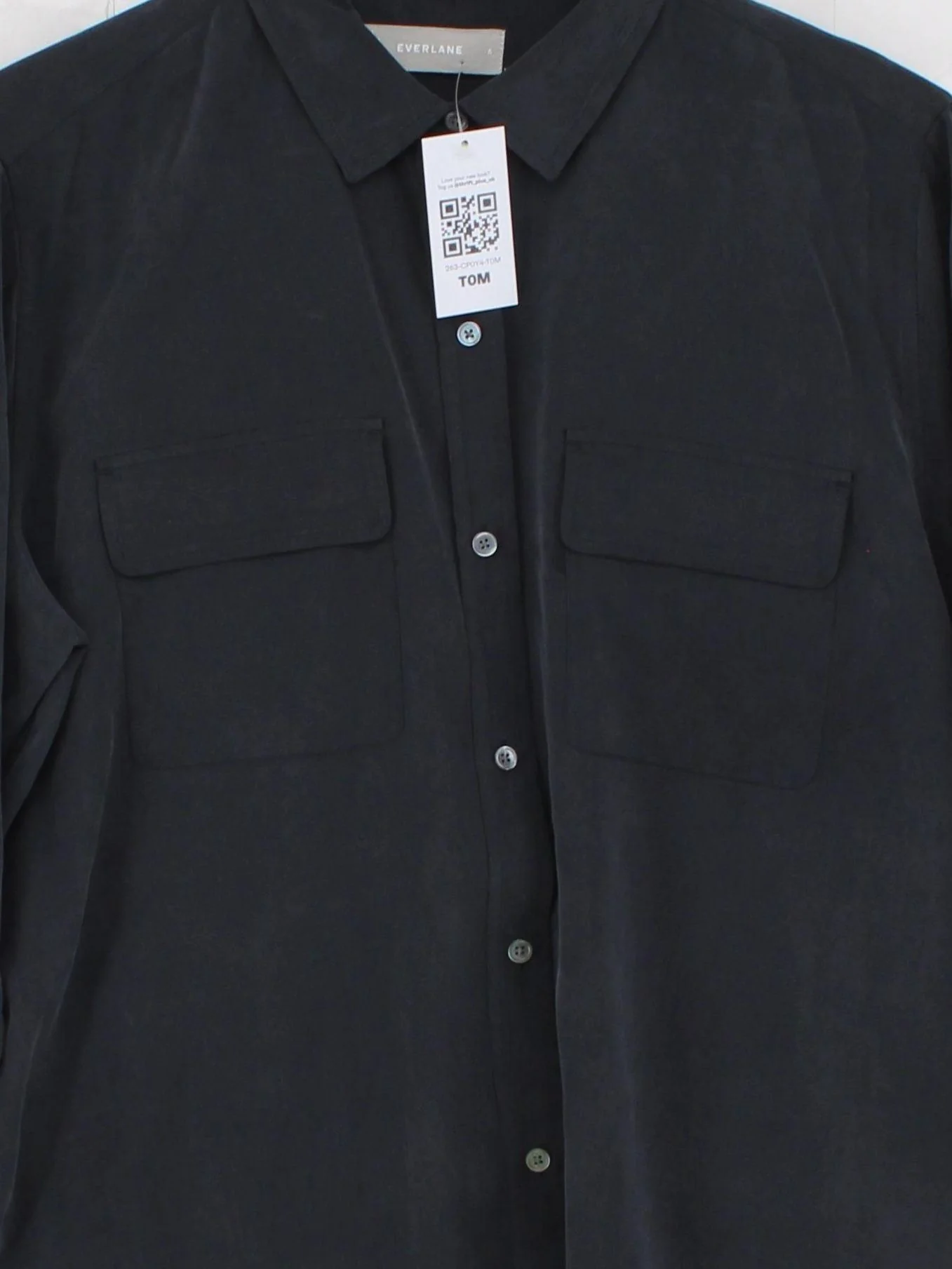 Everlane Women's Shirt UK 10 Black 100% Silk Long Sleeve Collared Basic - Image 3