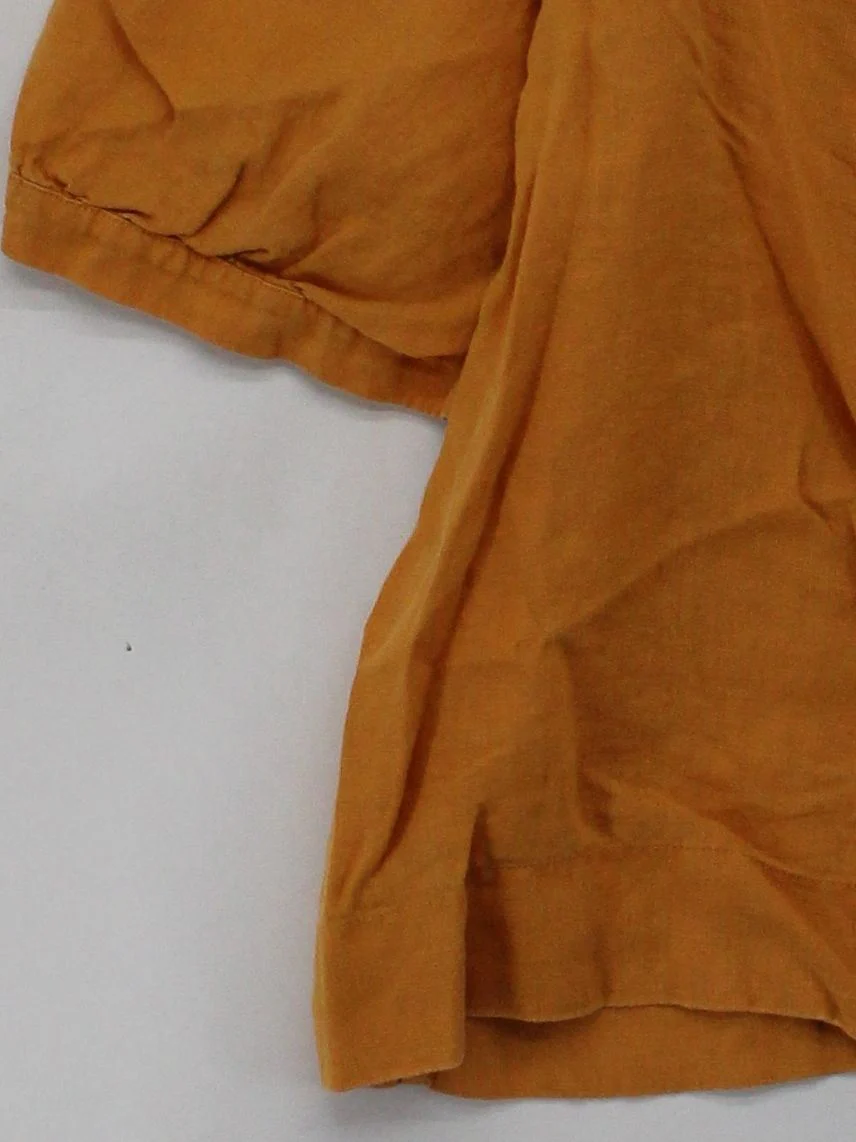 Everlane Women's Top UK 14 Orange 100% Linen Short Sleeve Square Neck Basic - Image 4