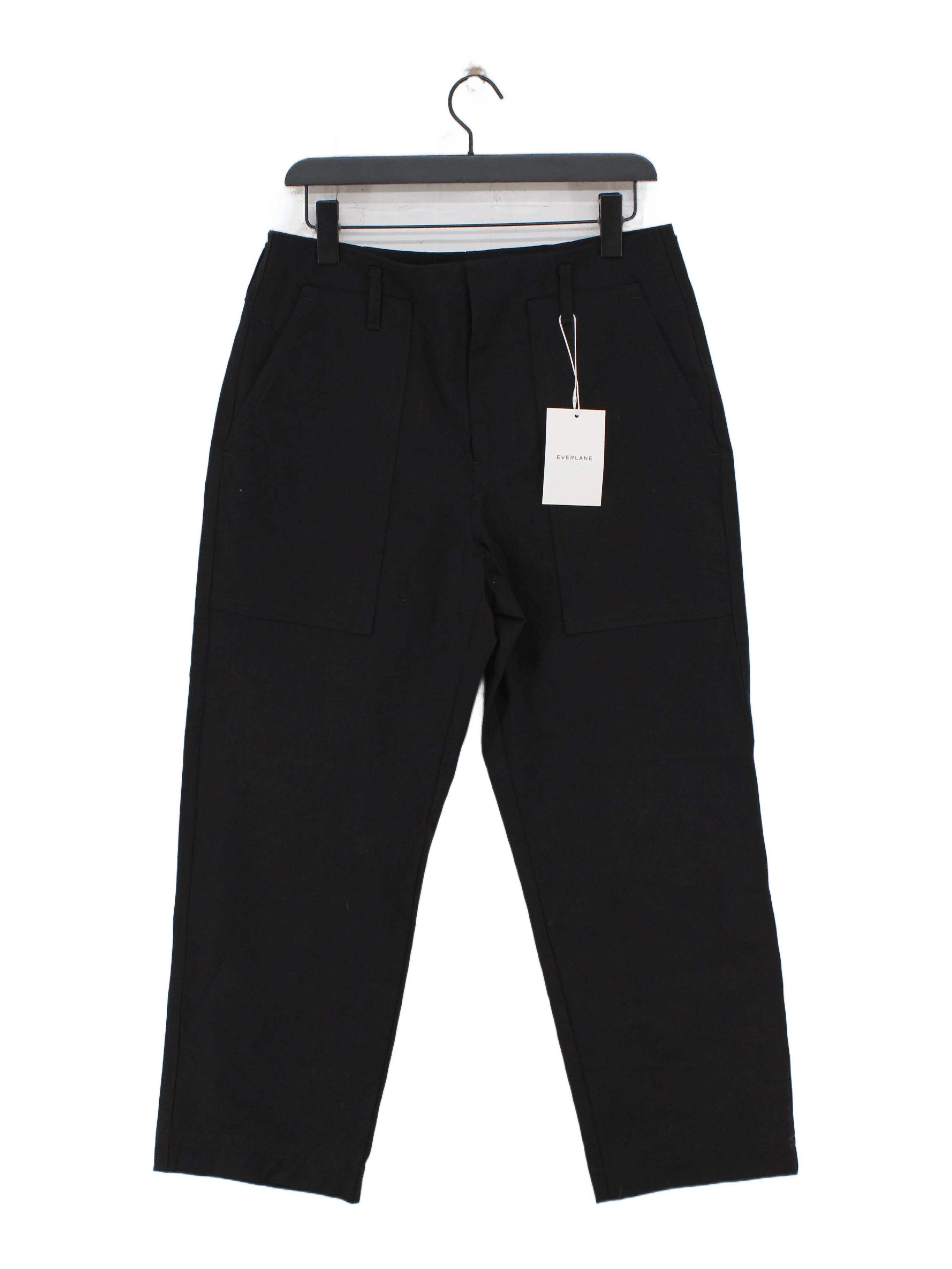 Everlane Women's Trousers UK 14 Black Cotton with Elastane Tapered Cargo