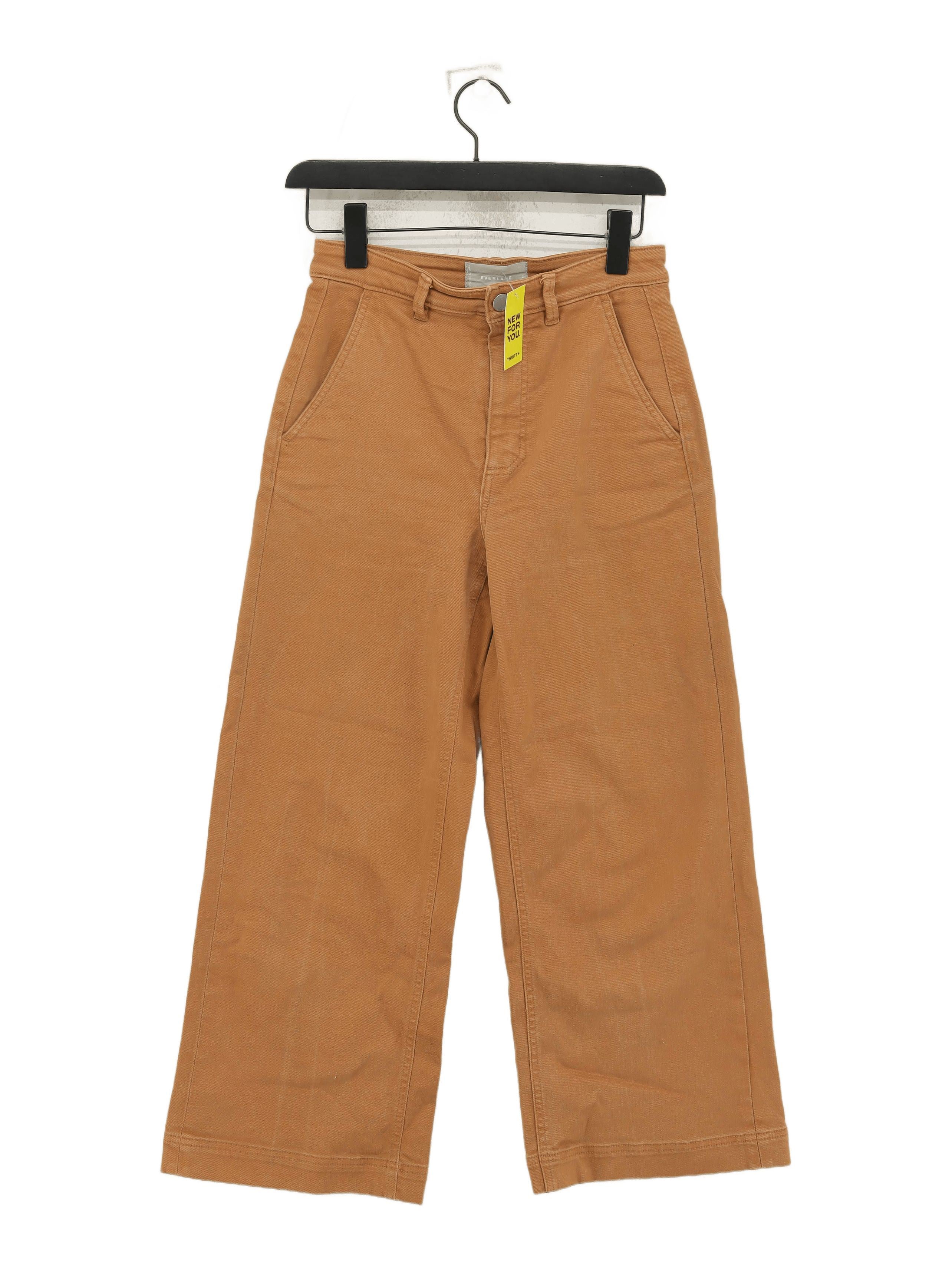 Everlane Women's Trousers UK 6 Tan Cotton with Elastane Wide-Leg Cropped