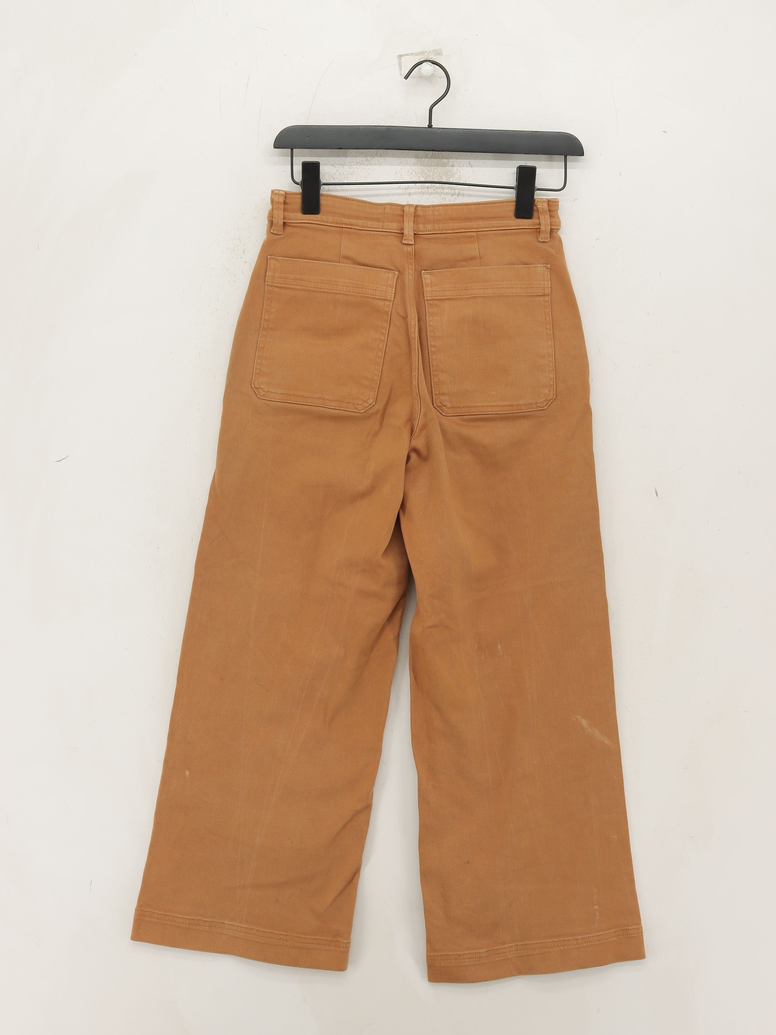 Everlane Women's Trousers UK 6 Tan Cotton with Elastane Wide-Leg Cropped - Image 2