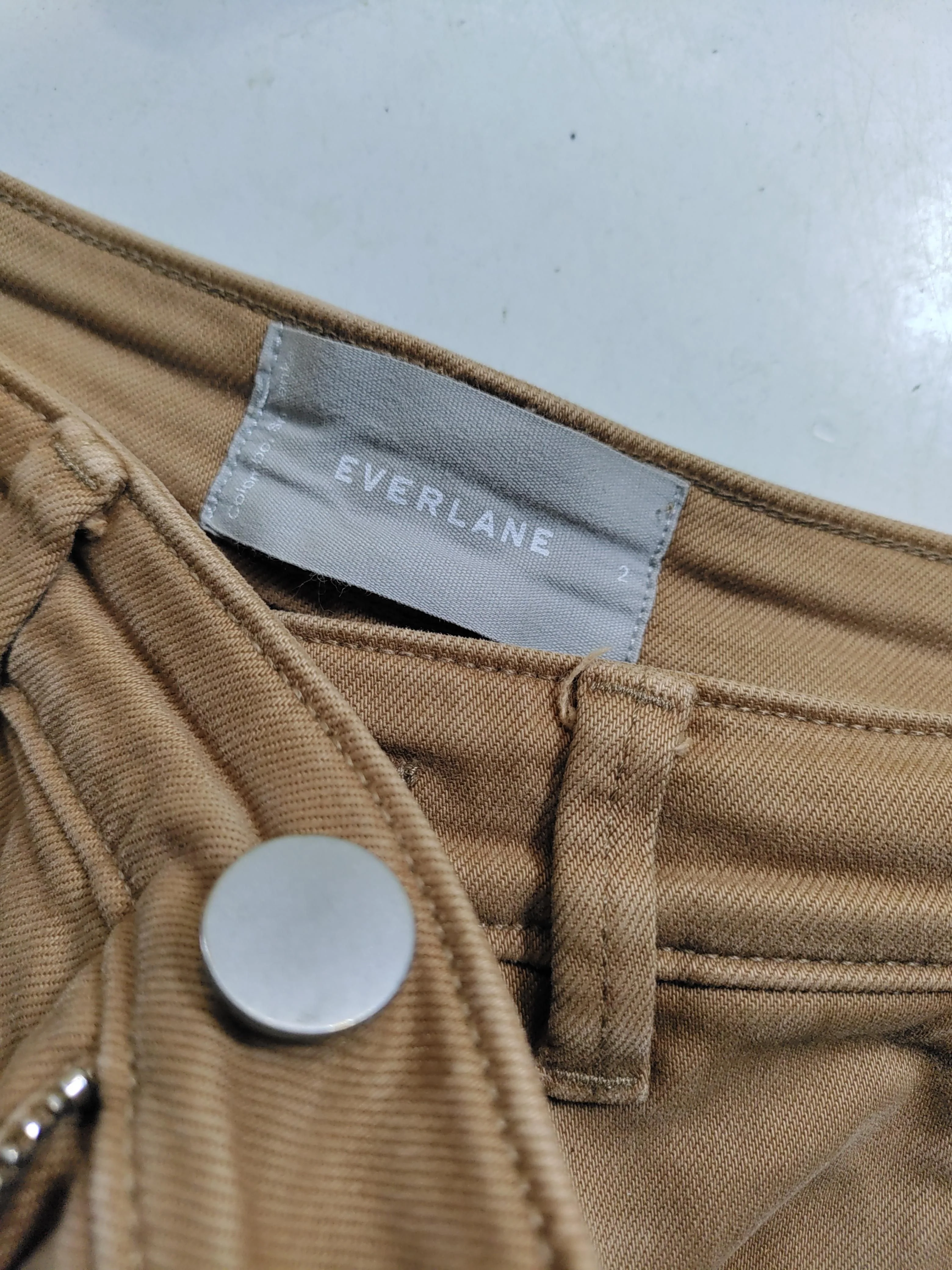 Everlane Women's Trousers UK 6 Tan Cotton with Elastane Wide-Leg Cropped - Image 6