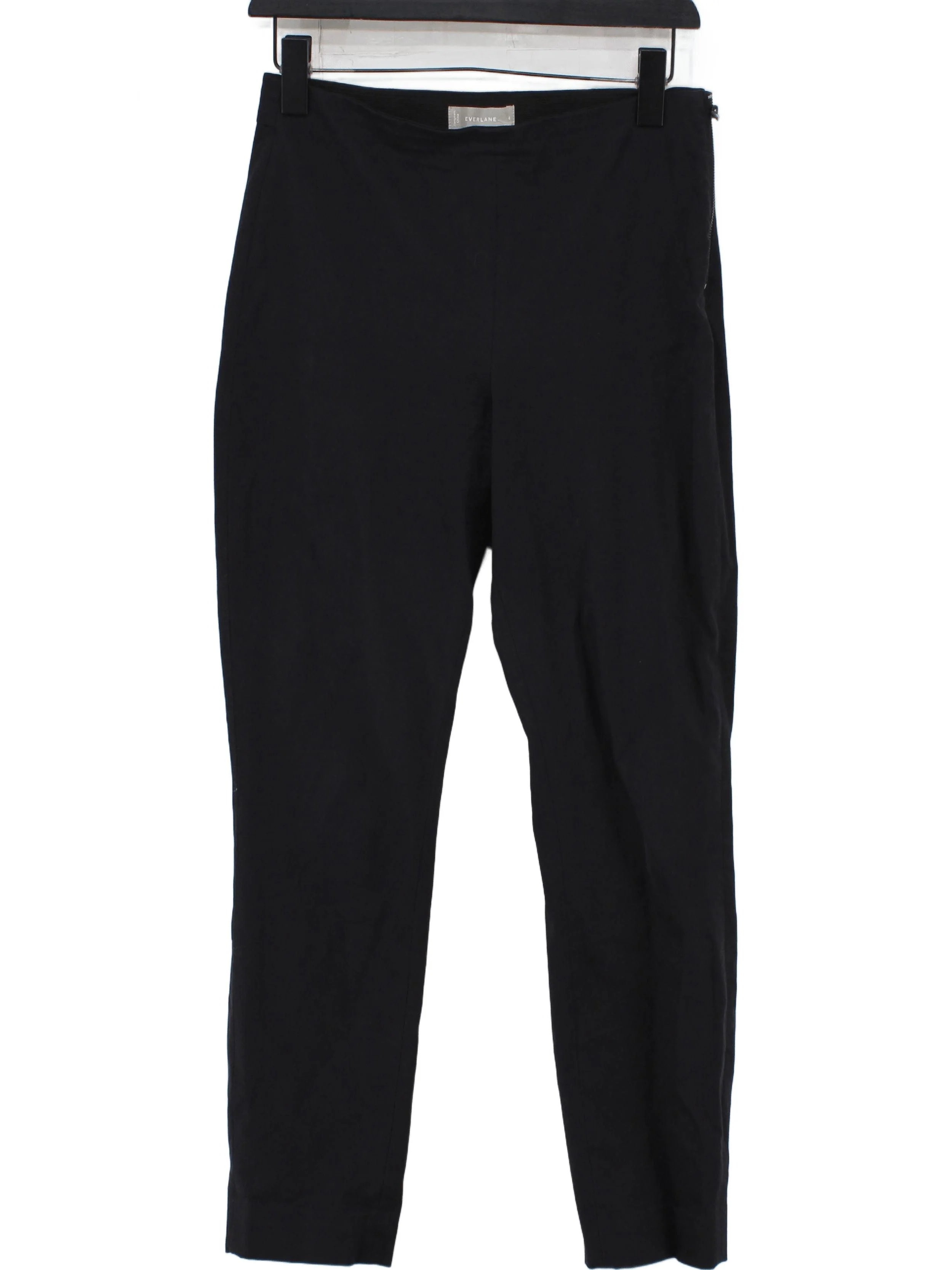 Everlane Women's Trousers UK 8 Black Cotton with Elastane Straight Capri