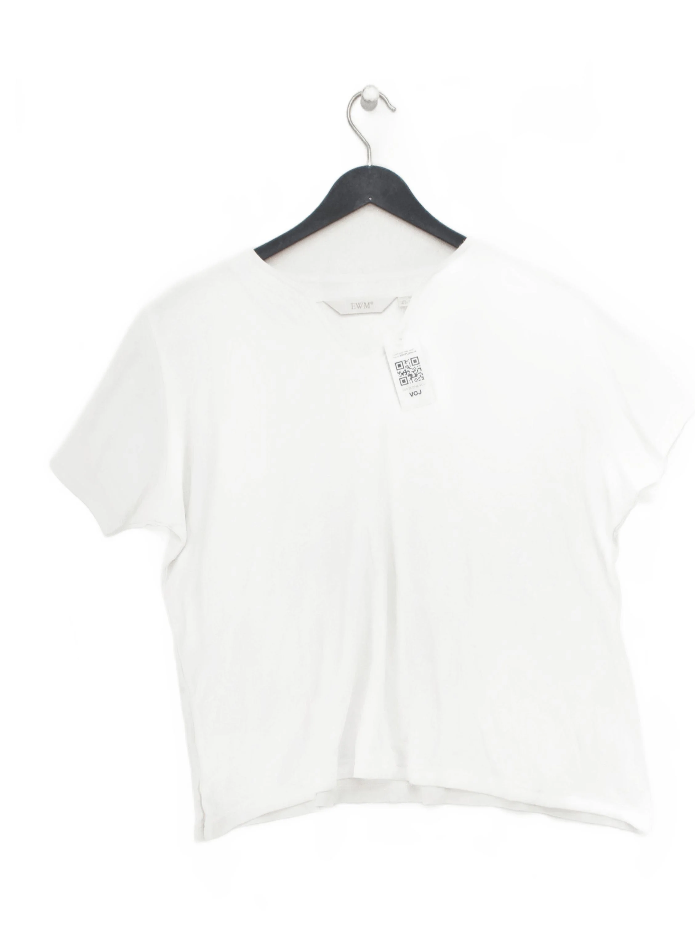 EWM Women's T-Shirt UK 18 White 100% Cotton Short Sleeve V-Neck Basic