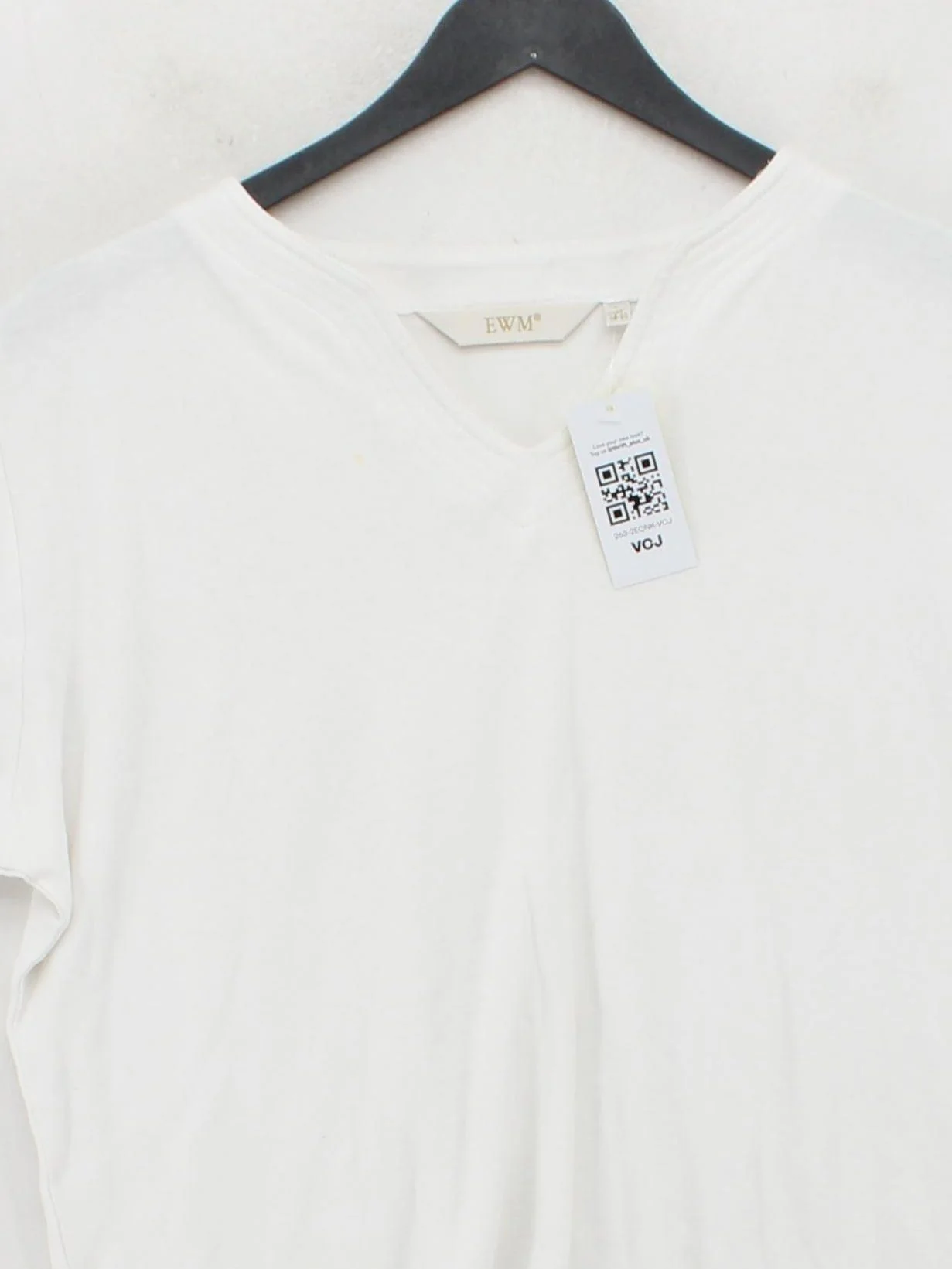 EWM Women's T-Shirt UK 18 White 100% Cotton Short Sleeve V-Neck Basic - Image 3