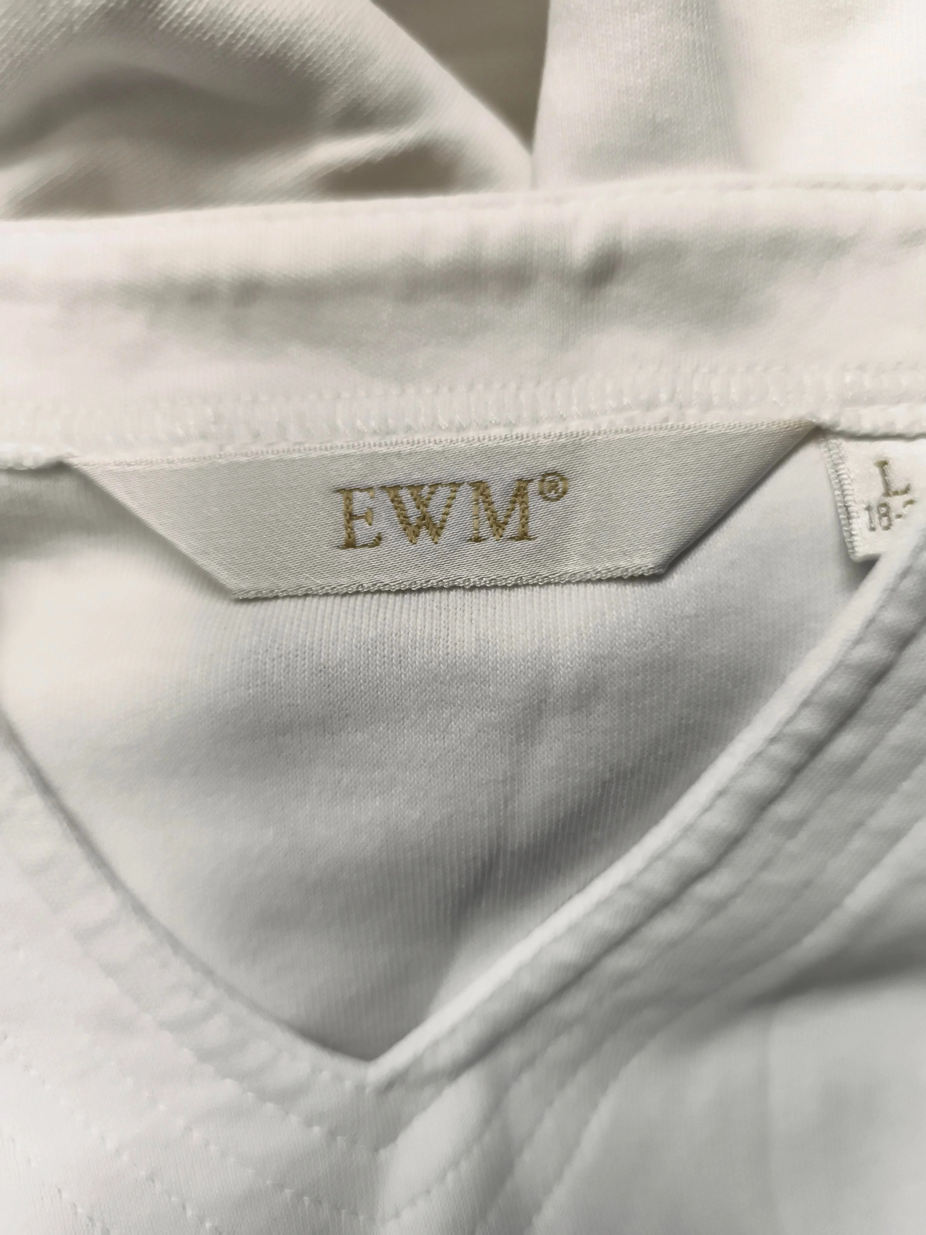 EWM Women's T-Shirt UK 18 White 100% Cotton Short Sleeve V-Neck Basic - Image 7