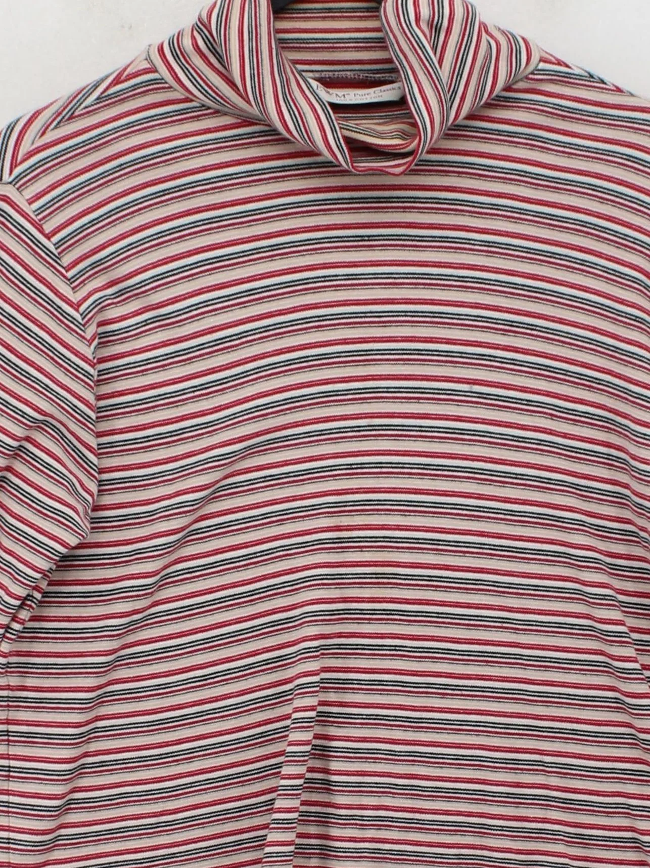 EWM Women's Top M Multi Striped 100% Cotton Long Sleeve Roll Neck Basic - Image 3