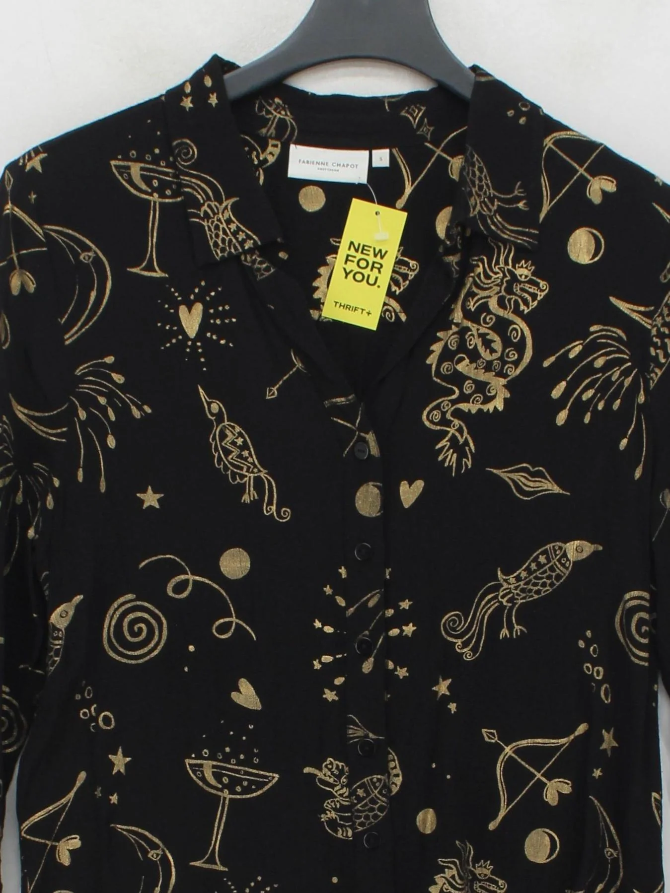 Fabienne Chapot Women's Shirt S Black 100% Other Long Sleeve Collared Basic - Image 3