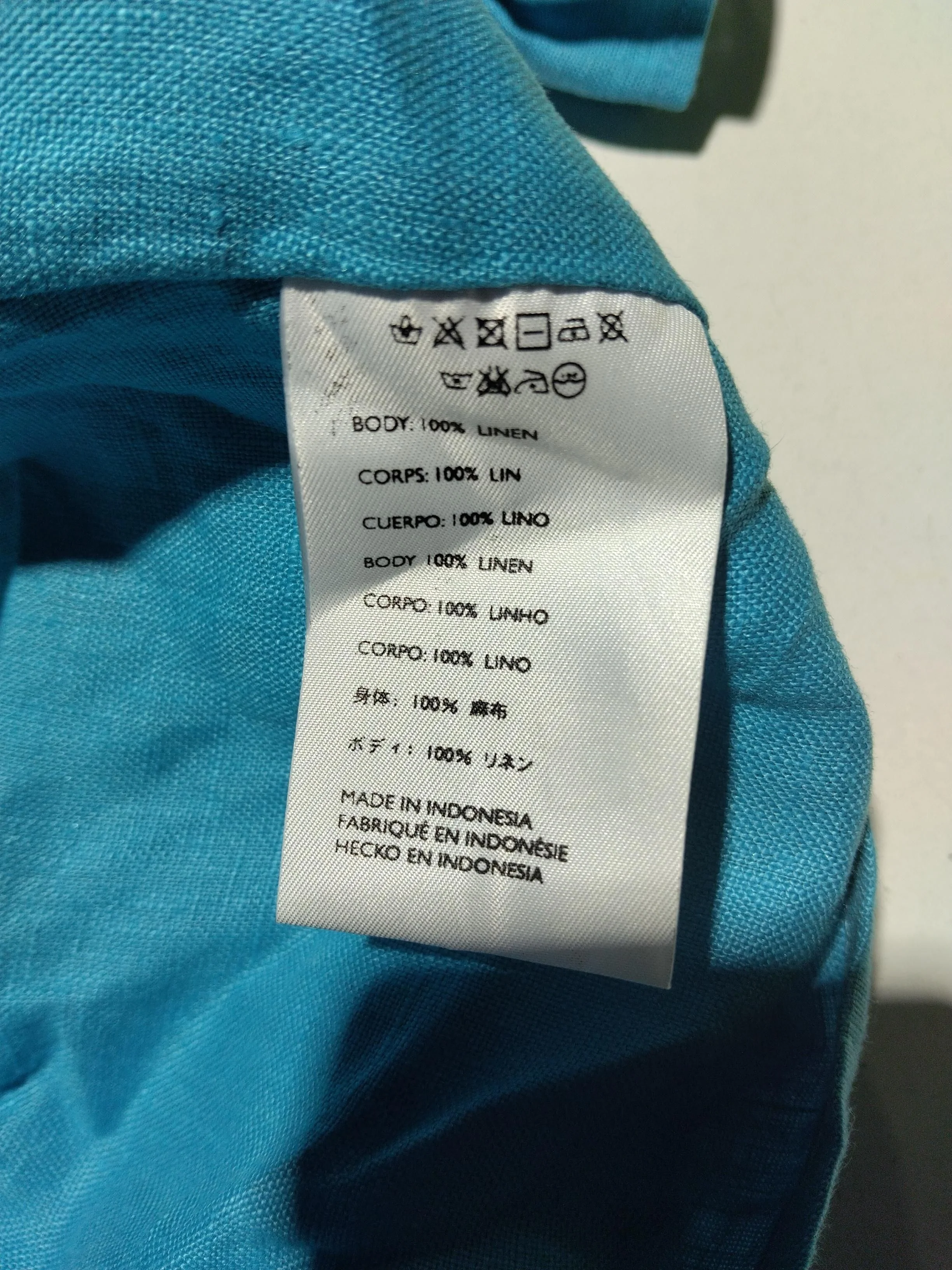 Faithfull The Brand Women's Blouse UK 10 Blue 100% Linen 3/4 Sleeve V-Neck Basic - Image 7