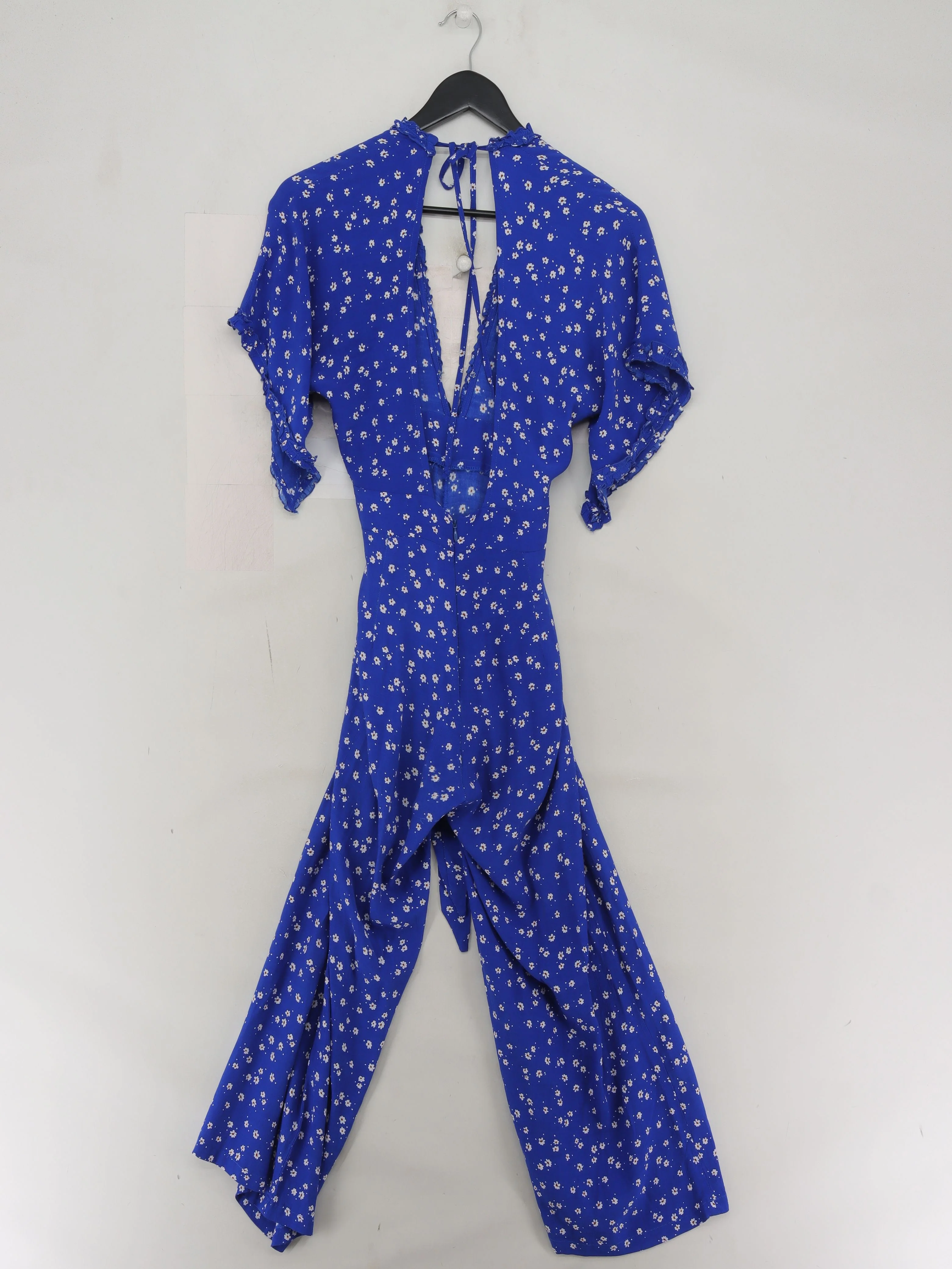 Faithfull The Brand Women's Jumpsuit S Blue Floral 100% Rayon Wide-Leg Jumpsuit - Image 2