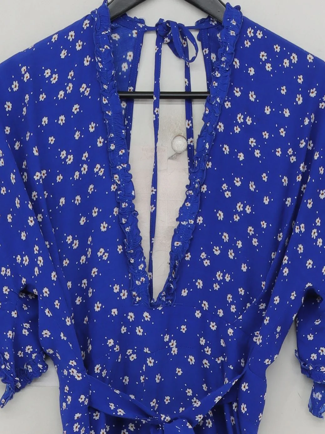 Faithfull The Brand Women's Jumpsuit S Blue Floral 100% Rayon Wide-Leg Jumpsuit - Image 3