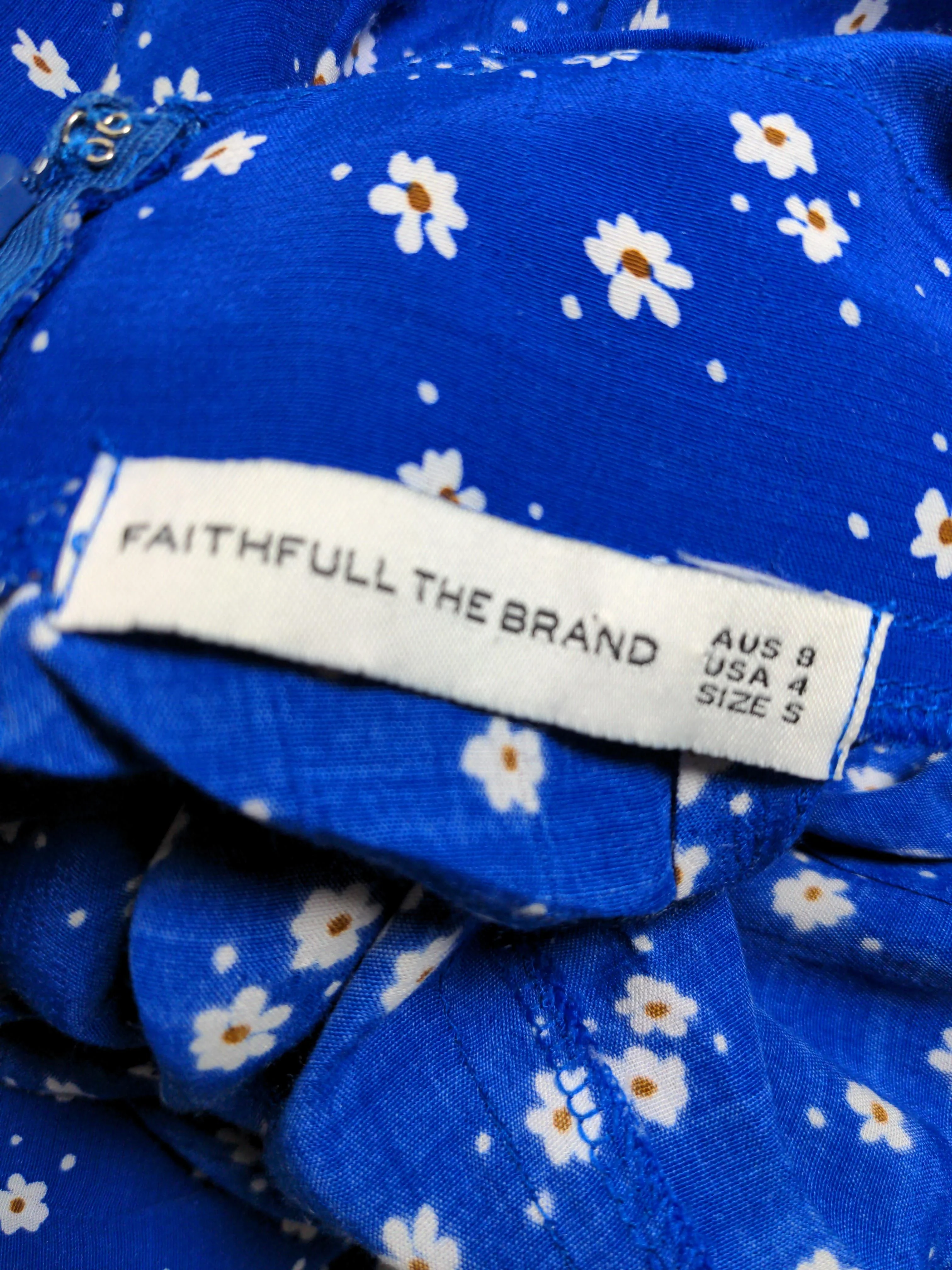Faithfull The Brand Women's Jumpsuit S Blue Floral 100% Rayon Wide-Leg Jumpsuit - Image 5