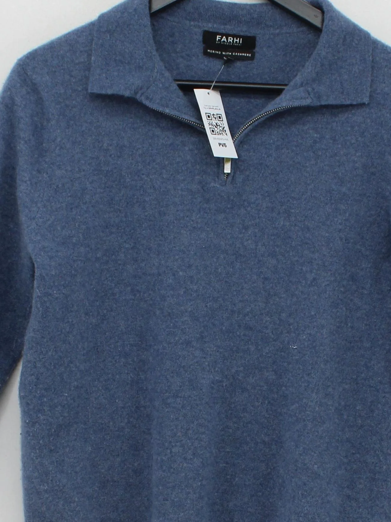 Farhi Men's Jumper L Blue Wool with Cashmere Collared Pullover - Image 3