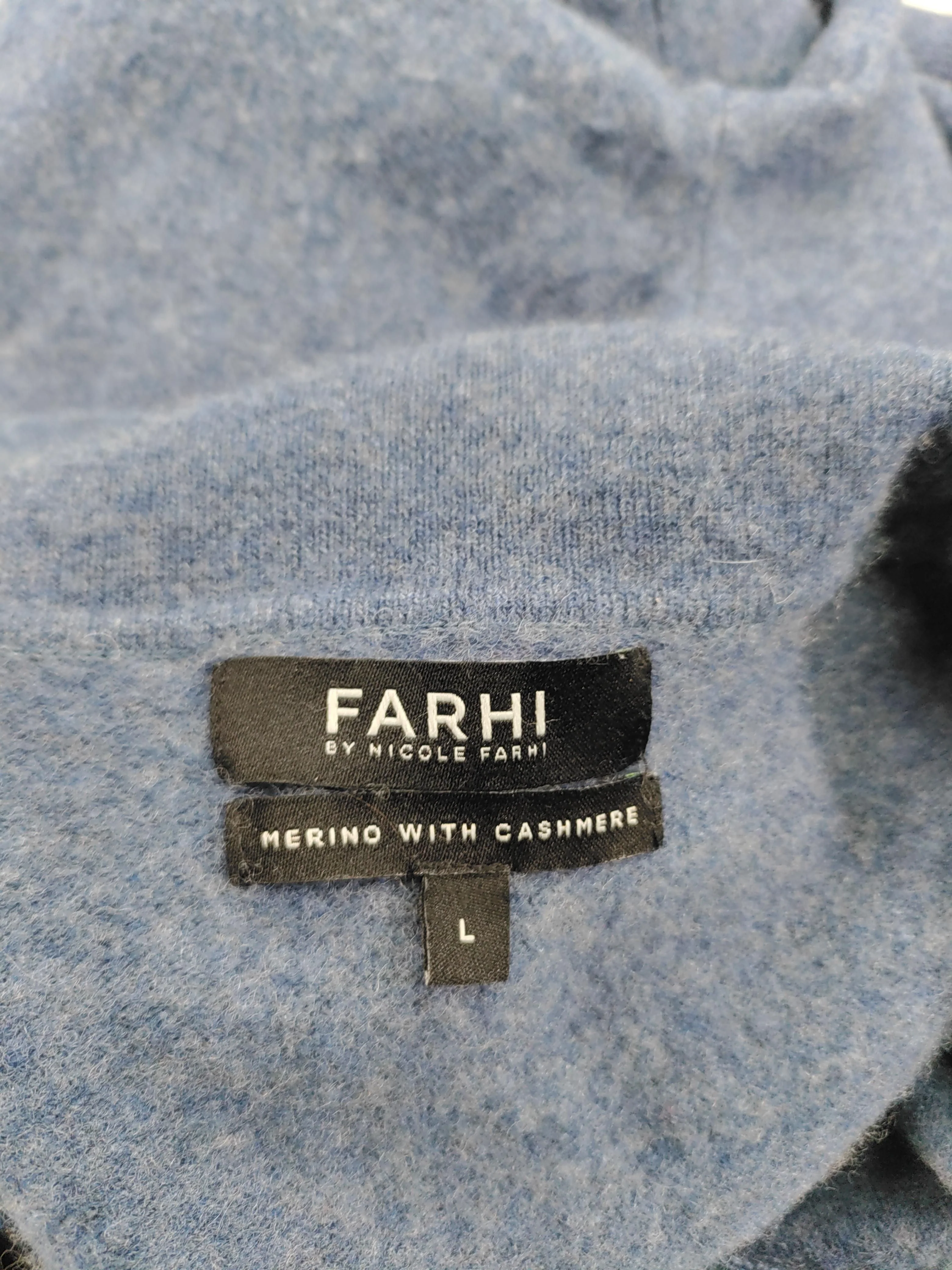 Farhi Men's Jumper L Blue Wool with Cashmere Collared Pullover - Image 7