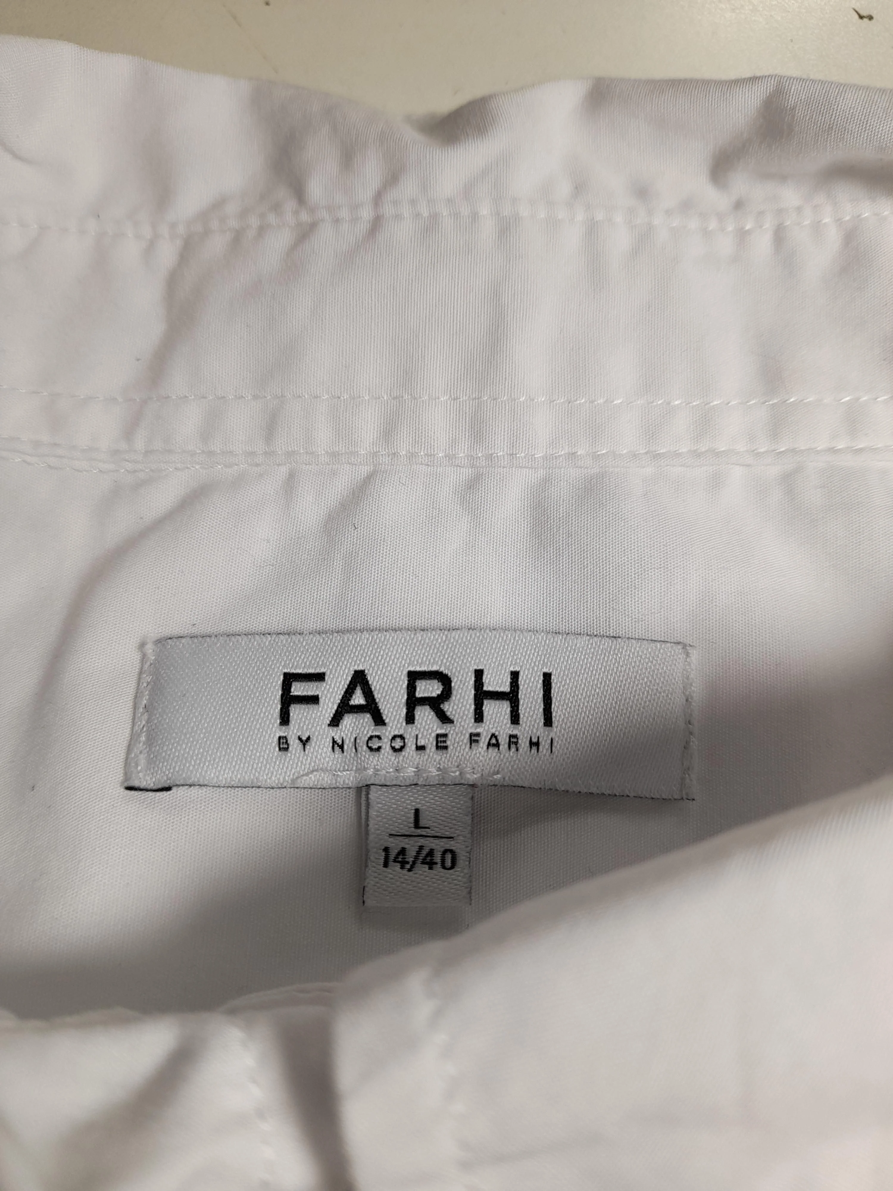 Farhi Women's Shirt L White 100% Cotton Long Sleeve Collared Basic - Image 5