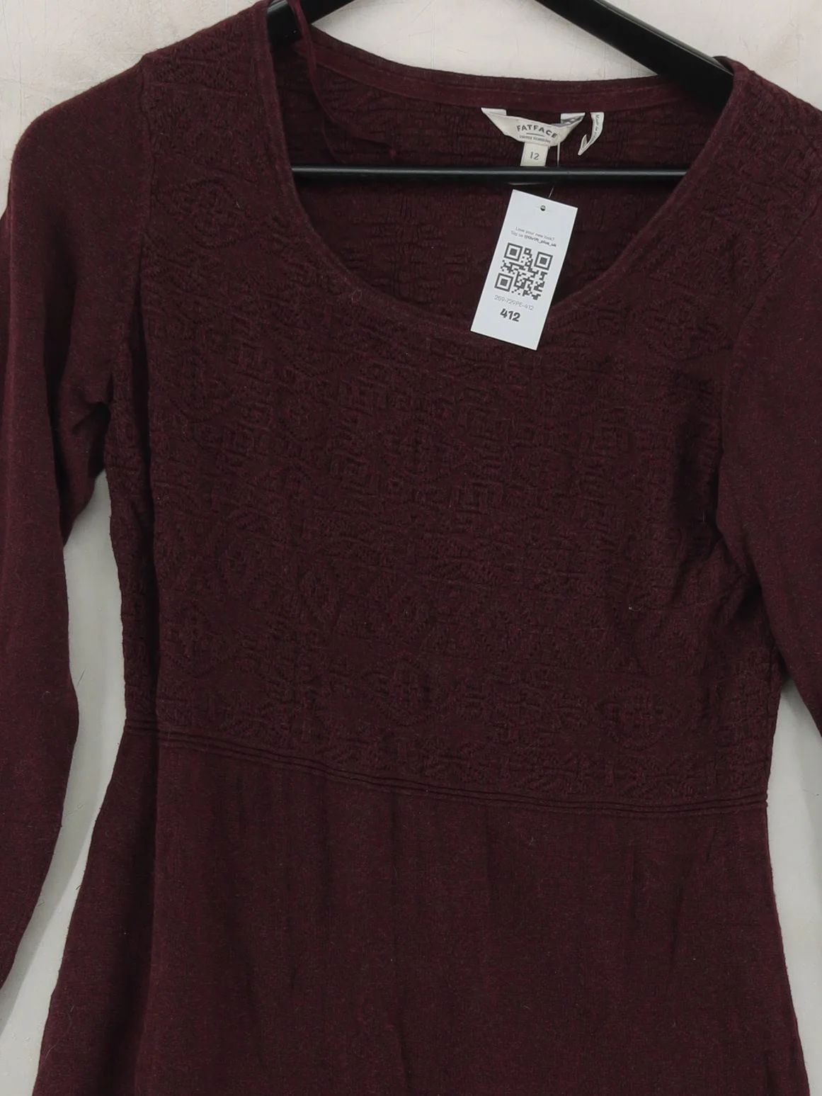 Fat Face Jumper Mini Dress UK12 in Red - Image 3