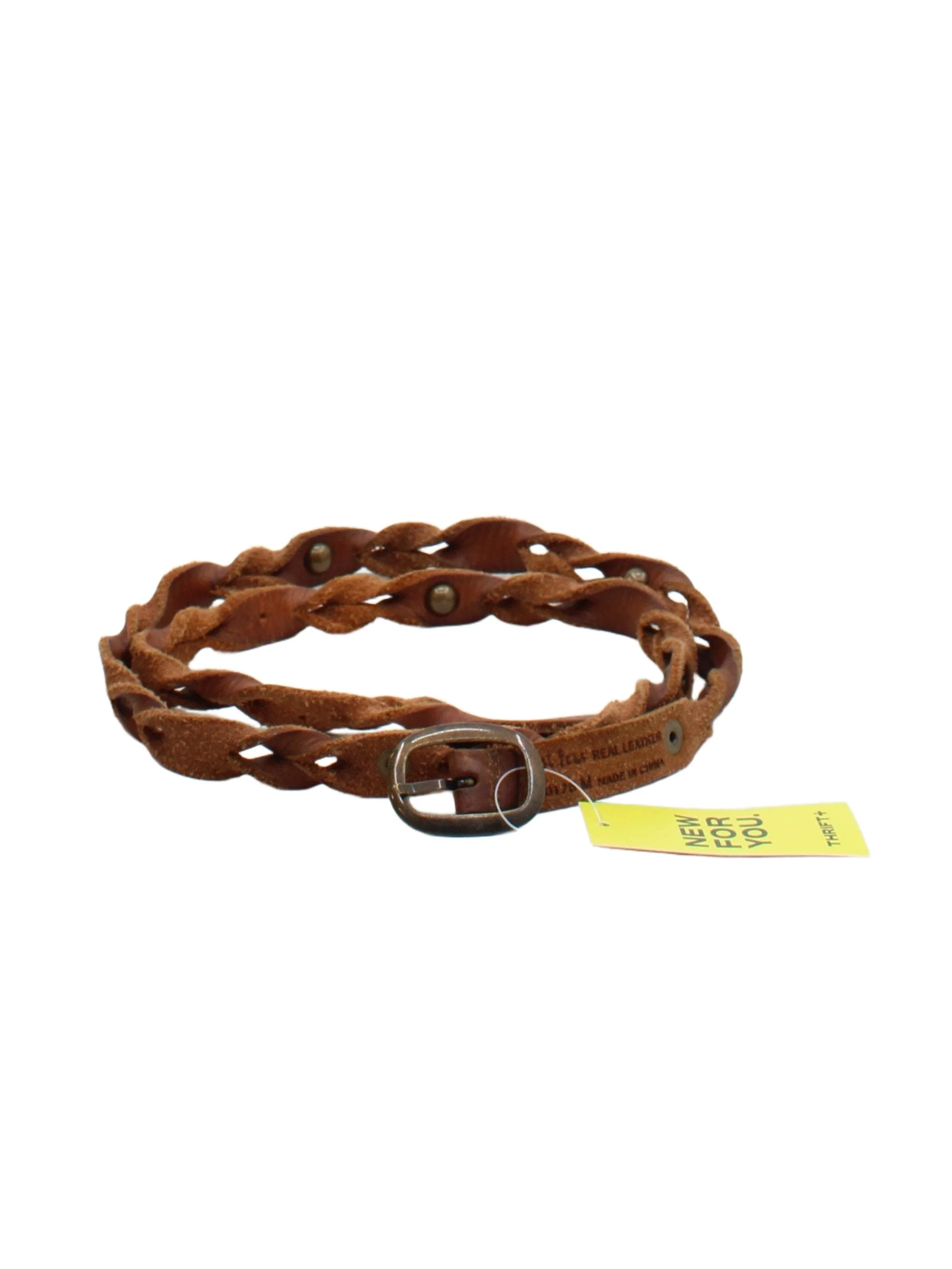 Fat Face Men's Belt M Brown 100% Leather Braided/Woven Belt