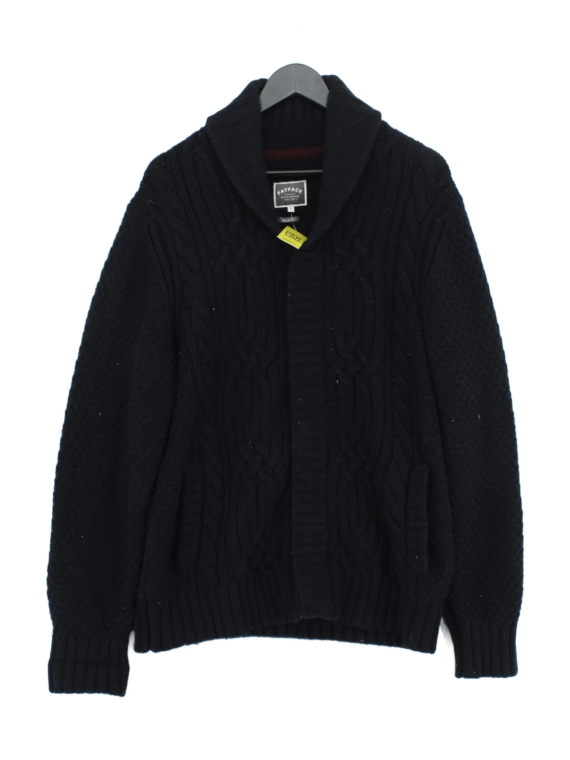 Fat Face Men's Cardigan L Black Wool with Nylon Collared Cardigan