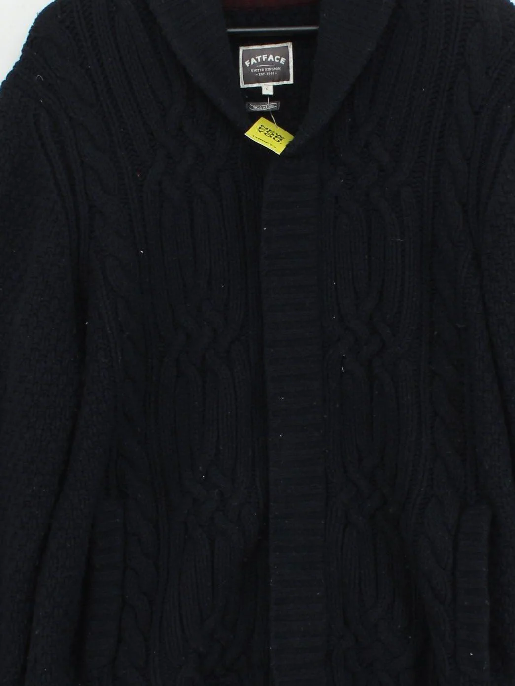 Fat Face Men's Cardigan L Black Wool with Nylon Collared Cardigan - Image 3