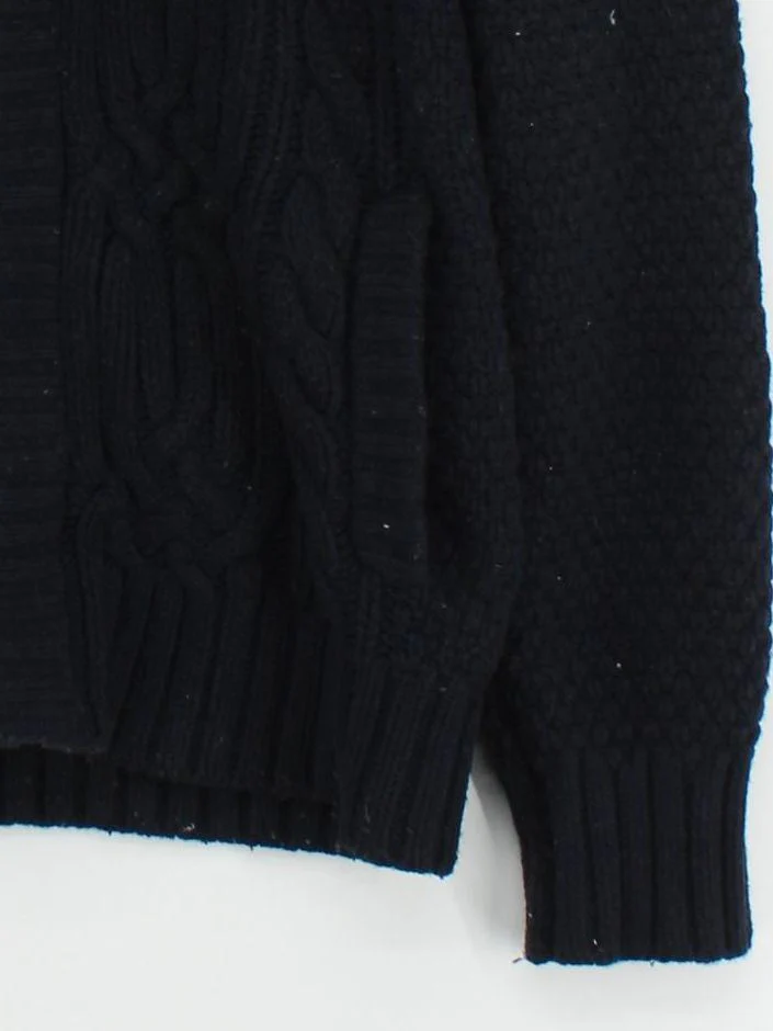 Fat Face Men's Cardigan L Black Wool with Nylon Collared Cardigan - Image 4
