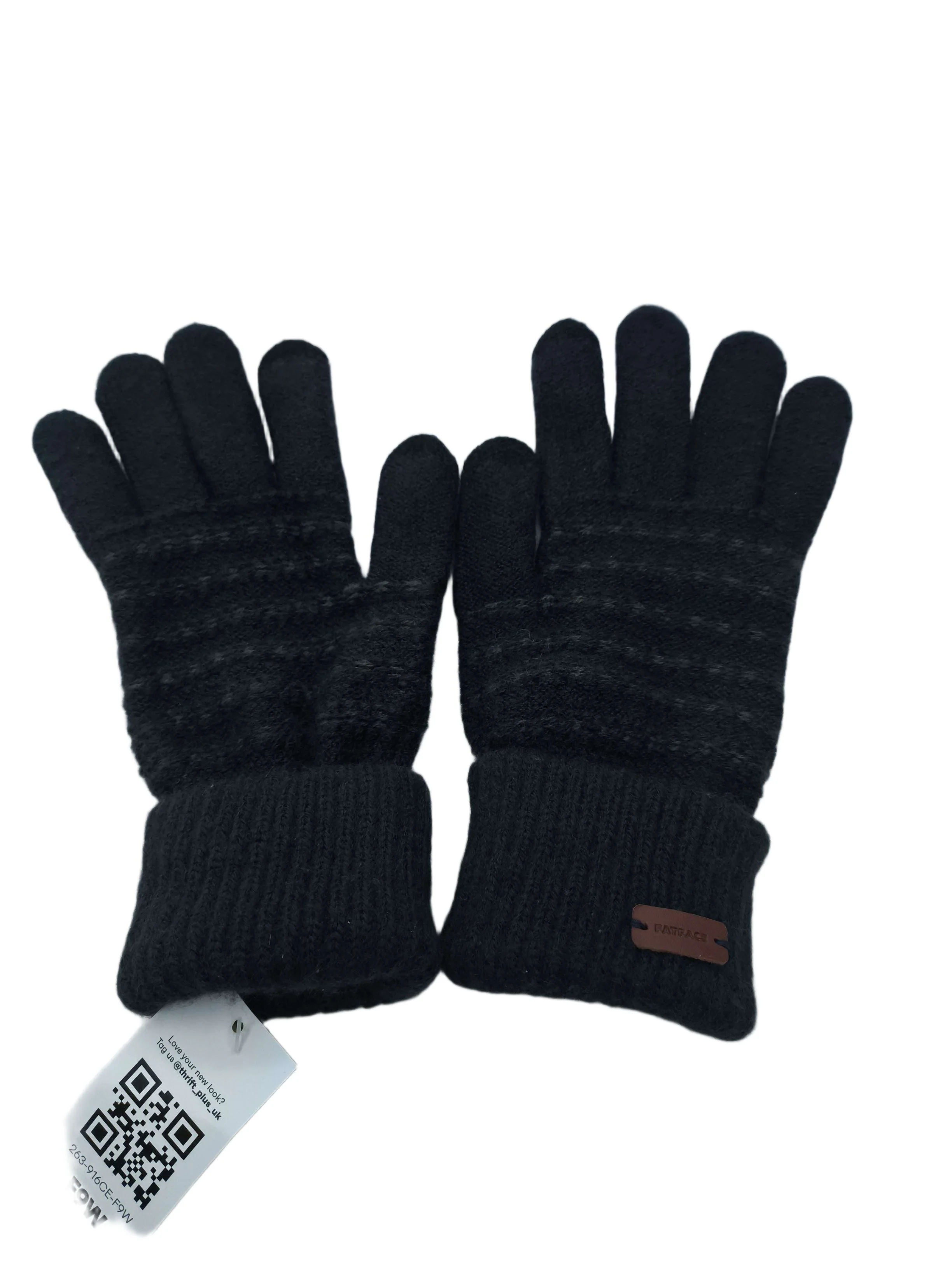 Fat Face Men's Gloves M Black Acrylic with Polyester, Elastane, Other Glove