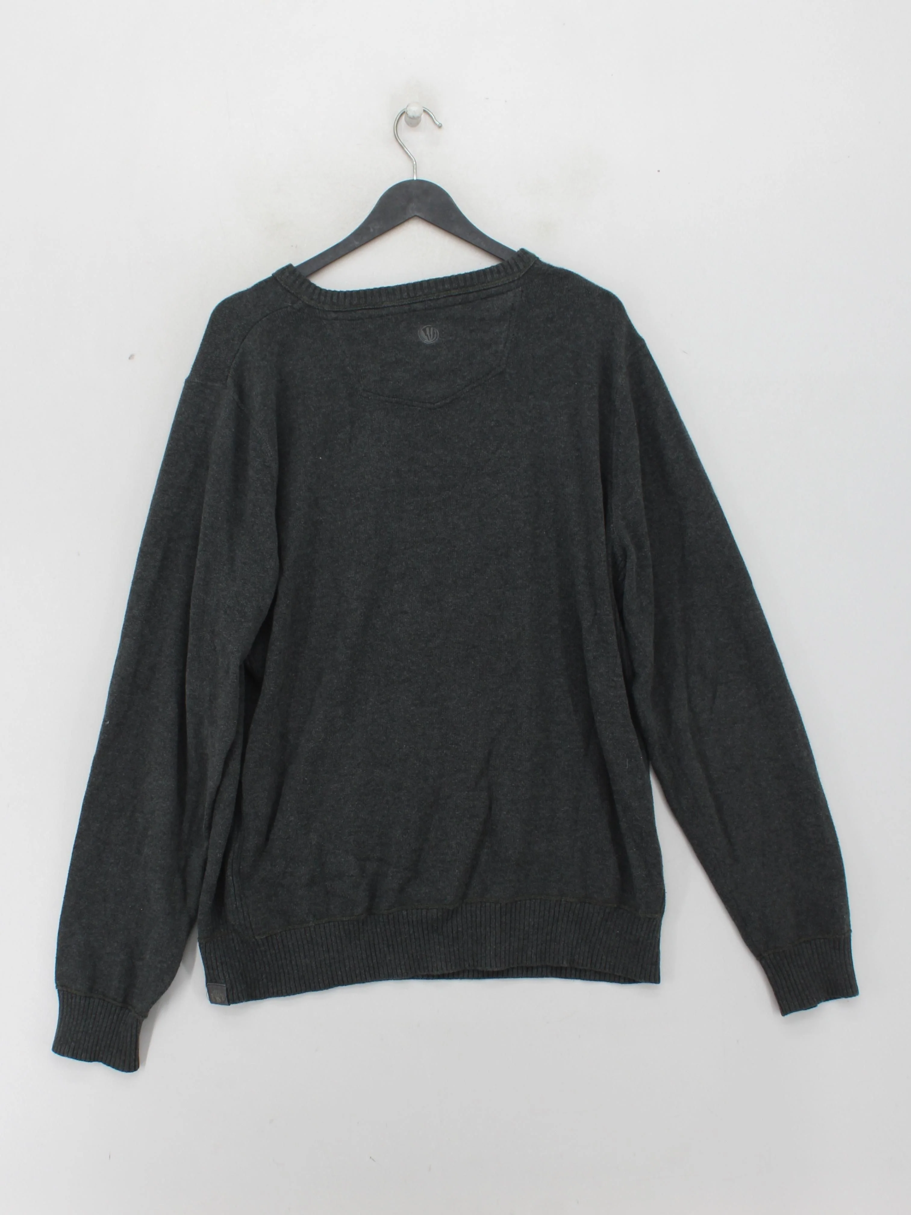 Fat Face Men's Jumper L Grey 100% Cotton V-Neck Pullover - Image 2