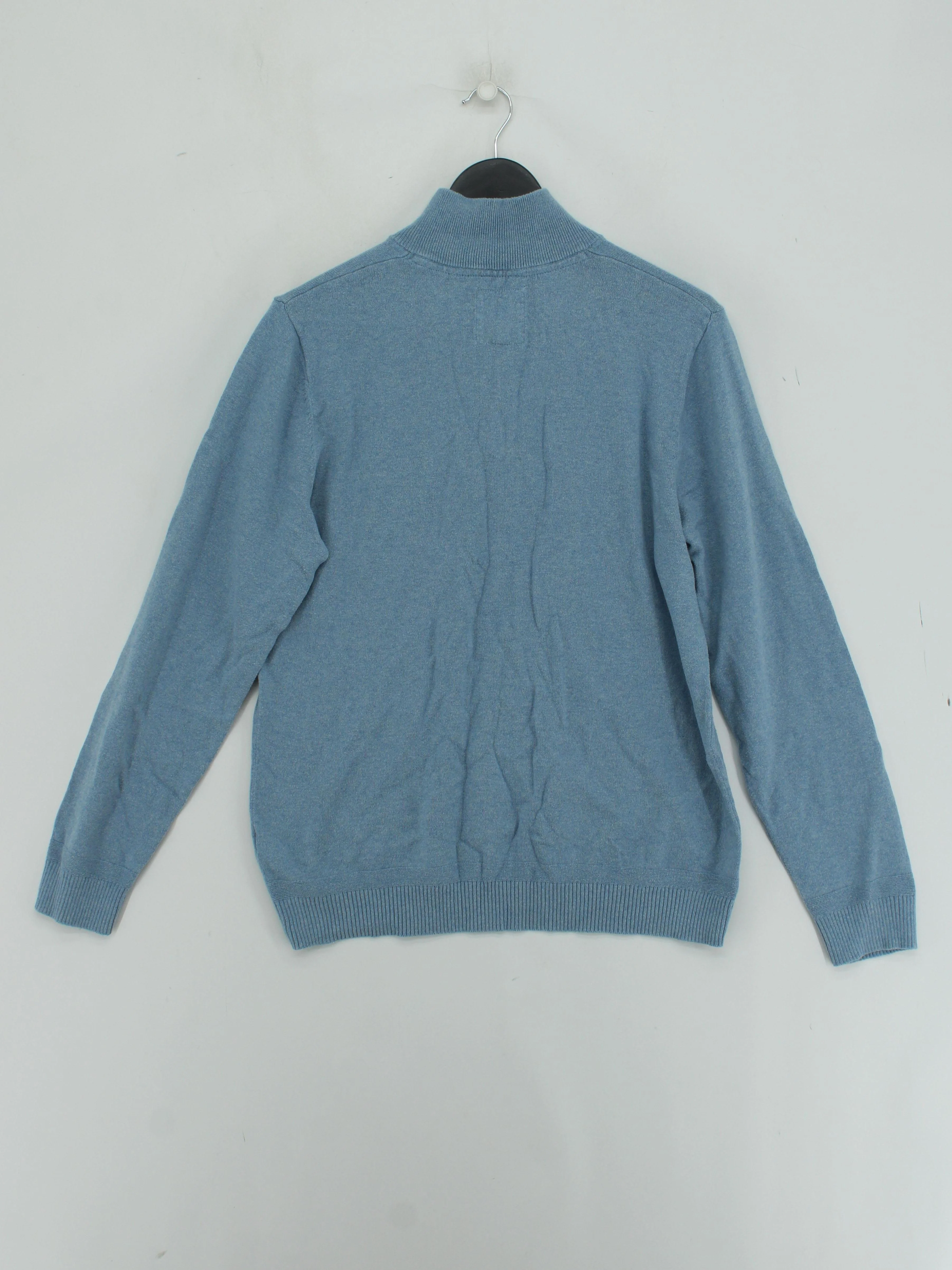 Fat Face Men's Jumper M Blue Cotton with Wool Mock Neck Pullover - Image 2