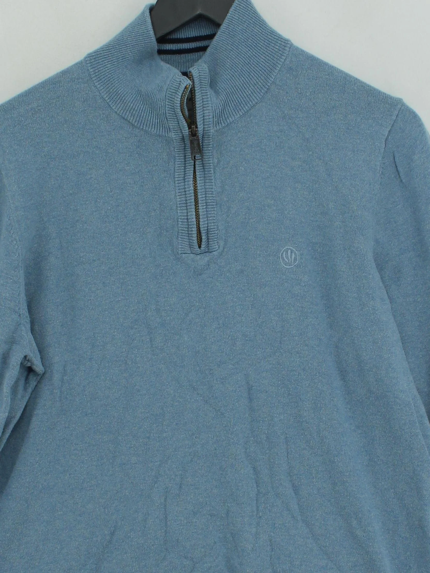 Fat Face Men's Jumper M Blue Cotton with Wool Mock Neck Pullover - Image 3