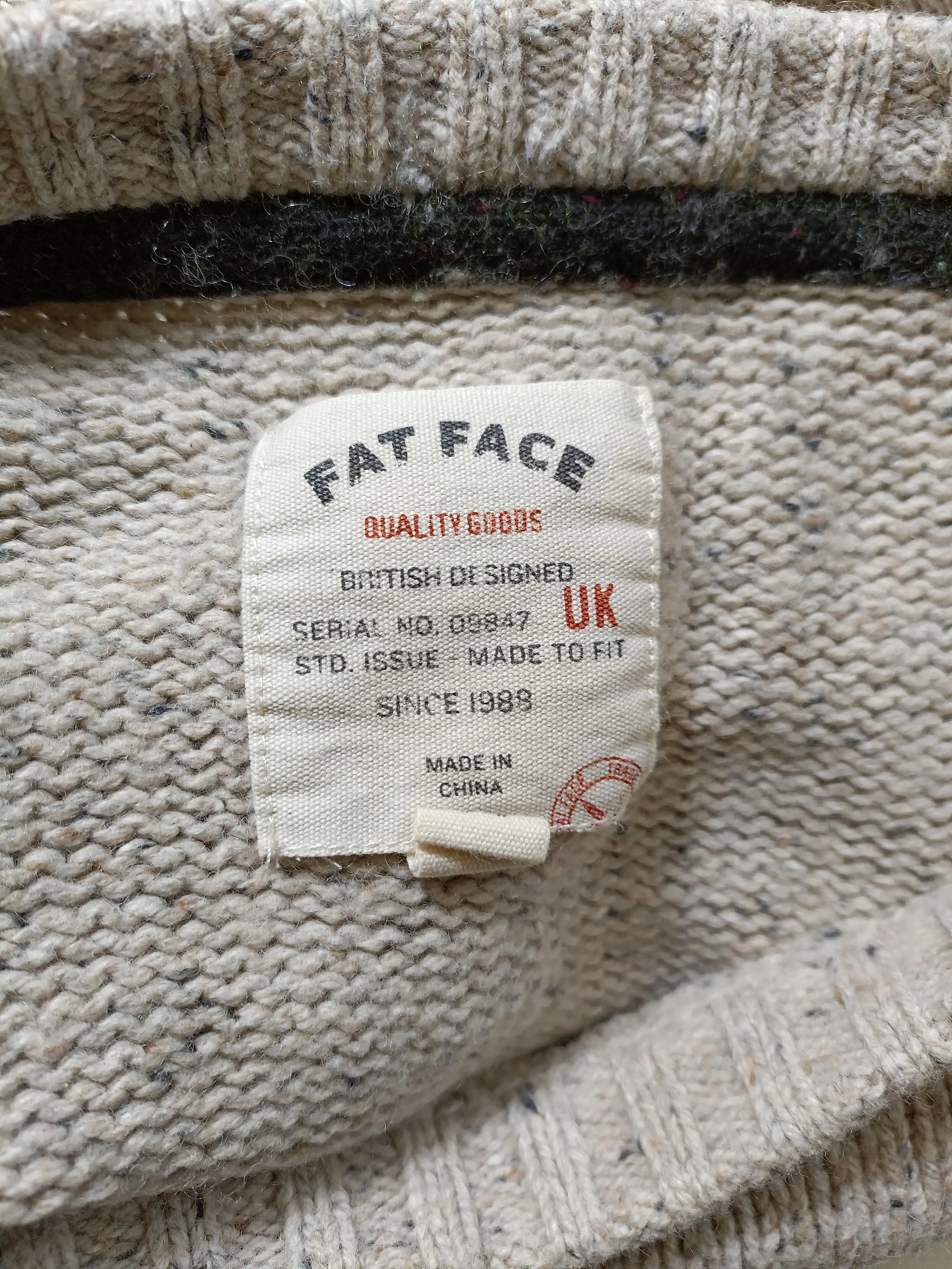 Fat Face Men's Jumper M Cream Cotton with Nylon, Wool Round Neck Pullover - Image 6