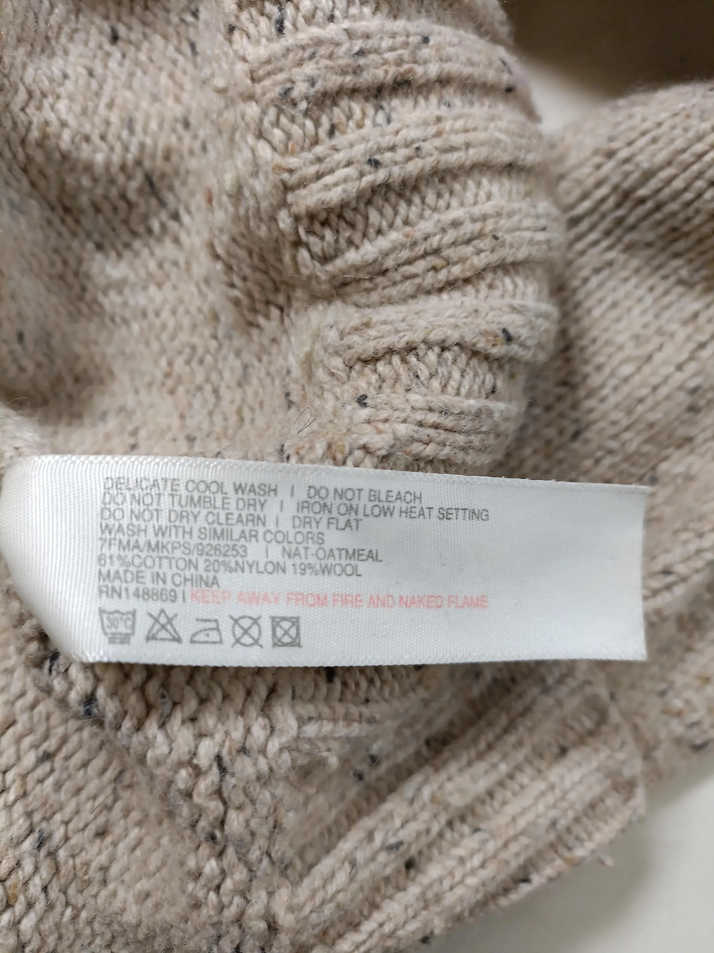 Fat Face Men's Jumper M Cream Cotton with Nylon, Wool Round Neck Pullover - Image 7