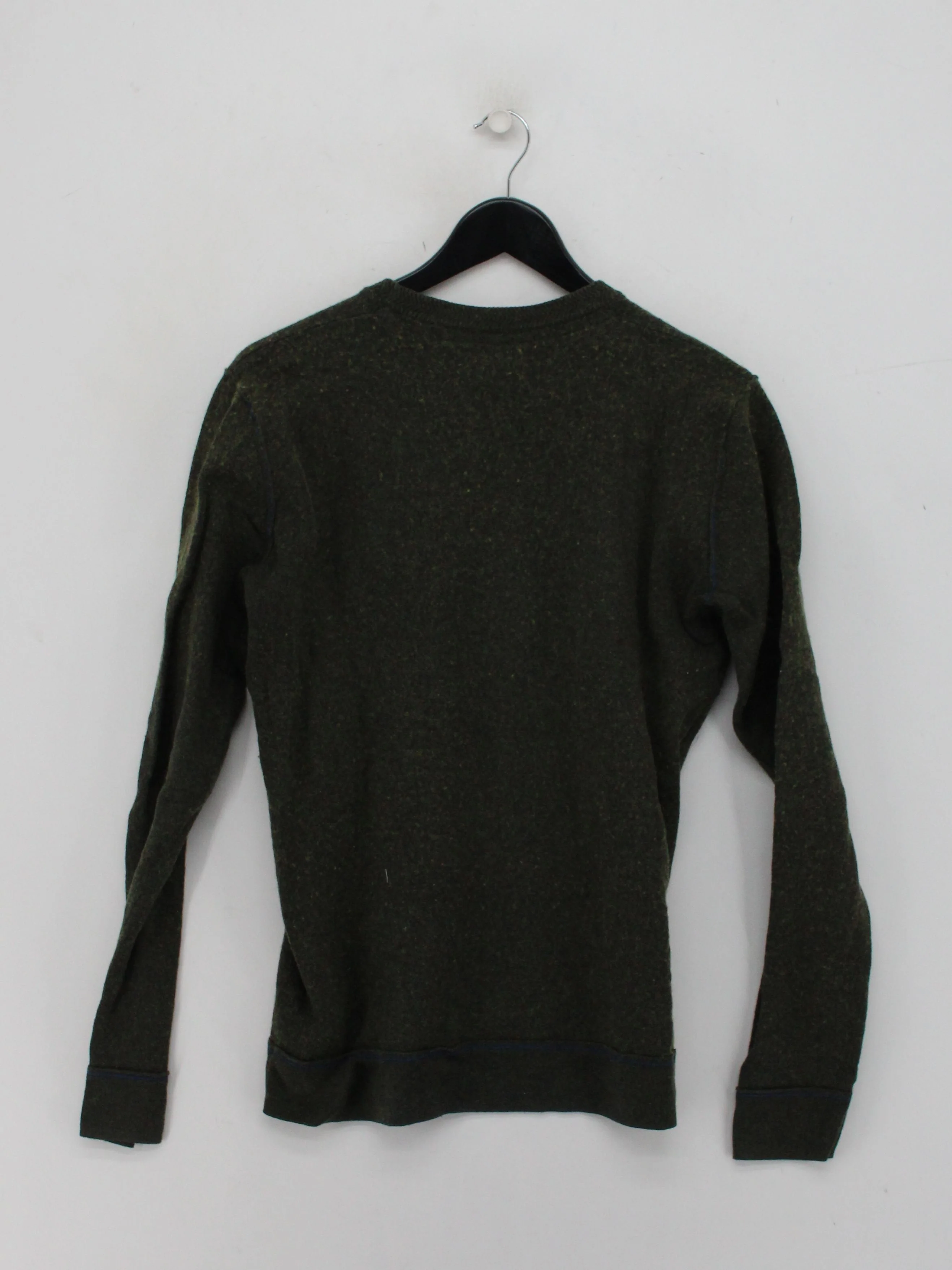 Fat Face Men's Jumper M Green Wool with Cotton Crew Neck Pullover - Image 2