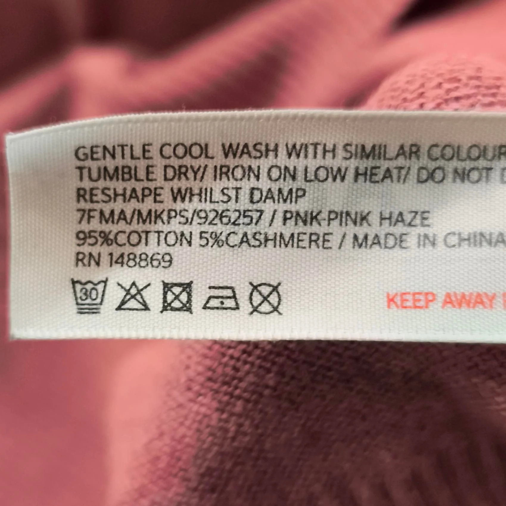 Fat Face Men's Jumper S Pink Cotton with Cashmere Round Neck Pullover - Image 6