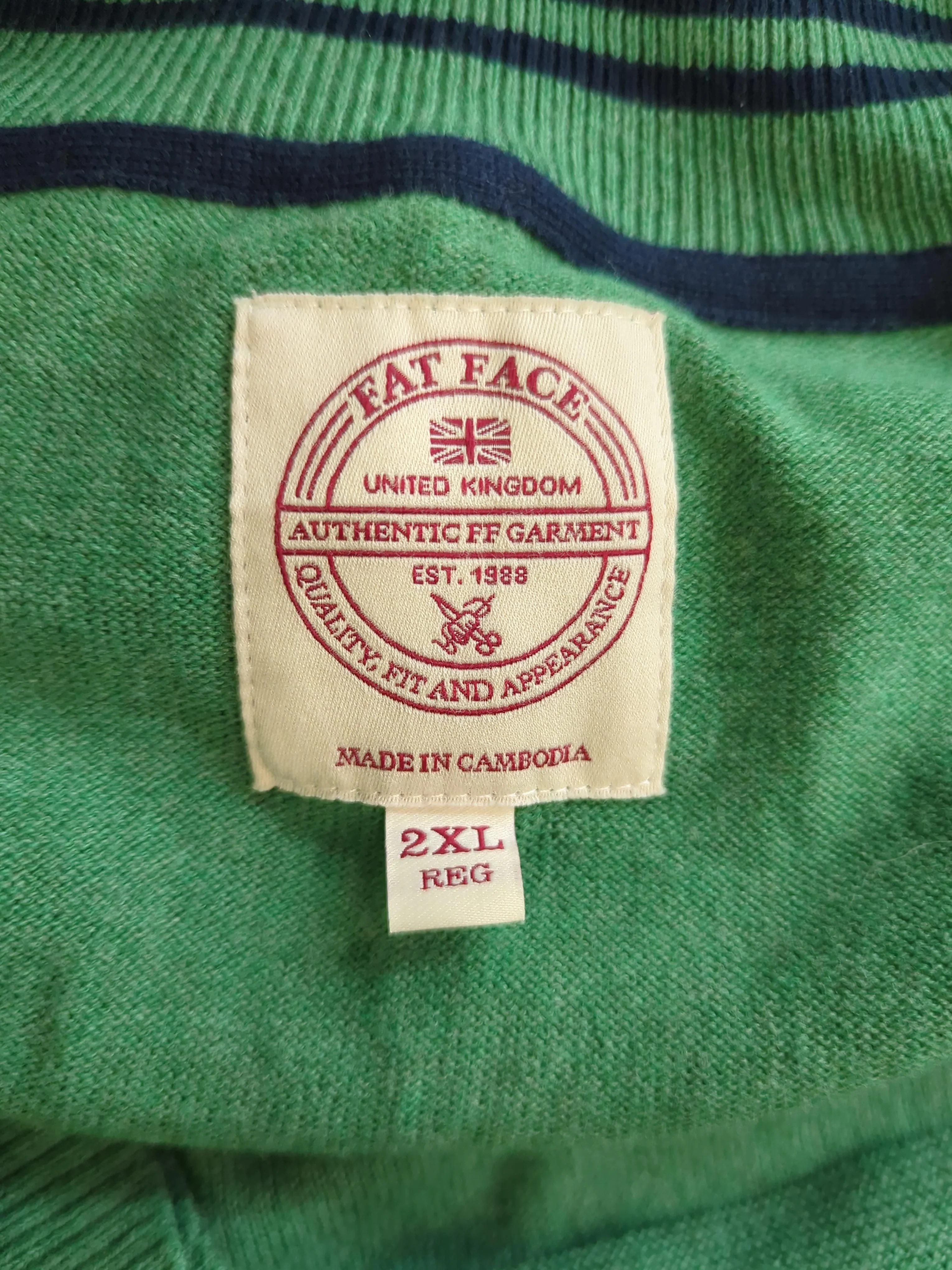 Fat Face Men's Jumper XXL Green Cotton with Wool Mock Neck Pullover - Image 5