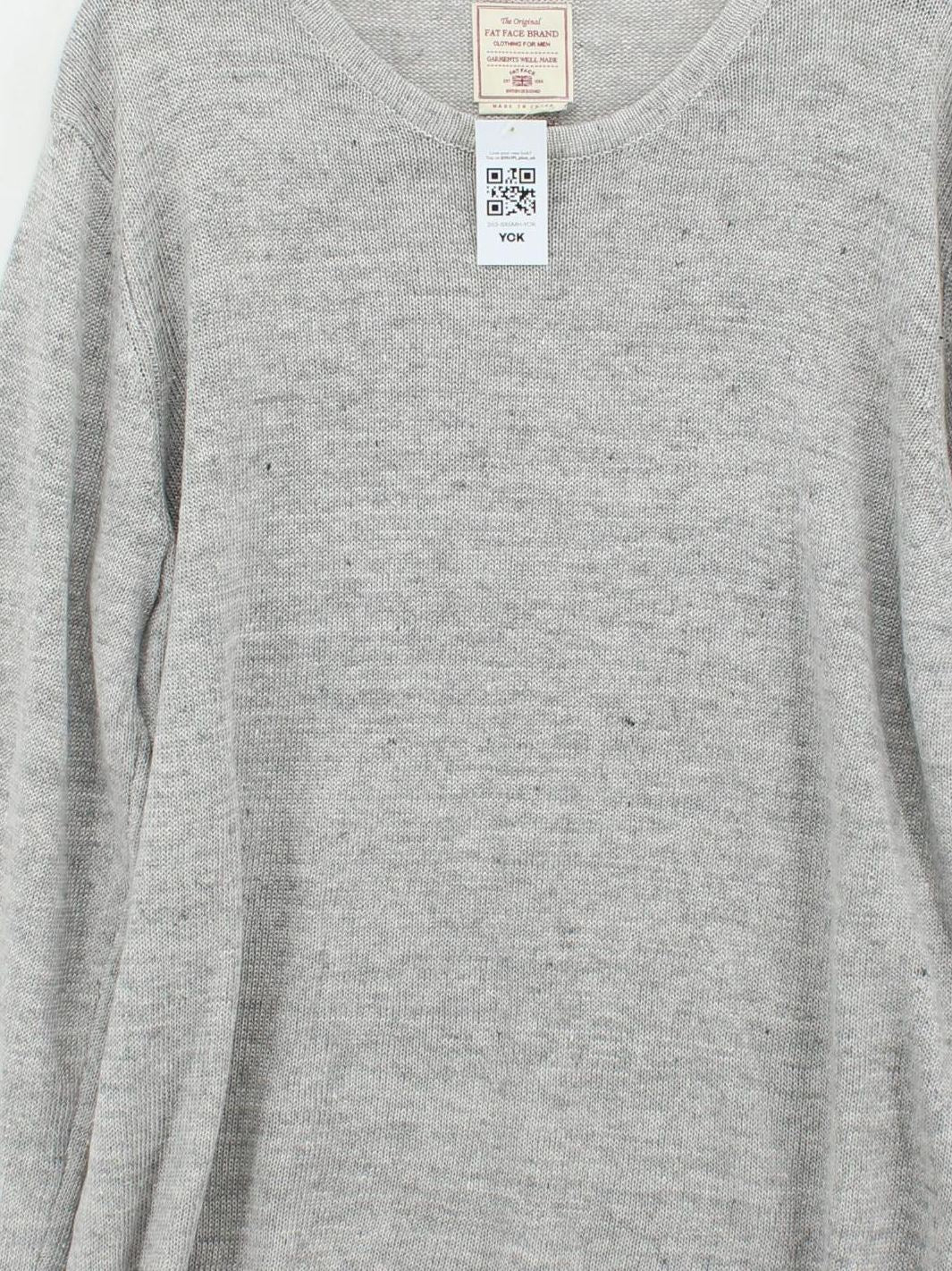 Fat Face Men's Jumper XXL Grey 100% Linen Round Neck Pullover - Image 3