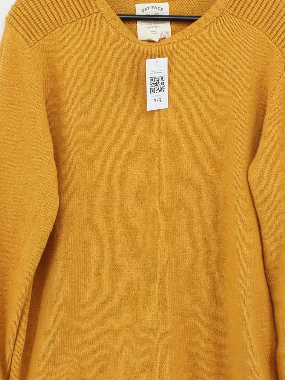 Fat Face Men's Jumper XXL Yellow Cotton with Nylon, Wool Crew Neck Pullover - Image 3
